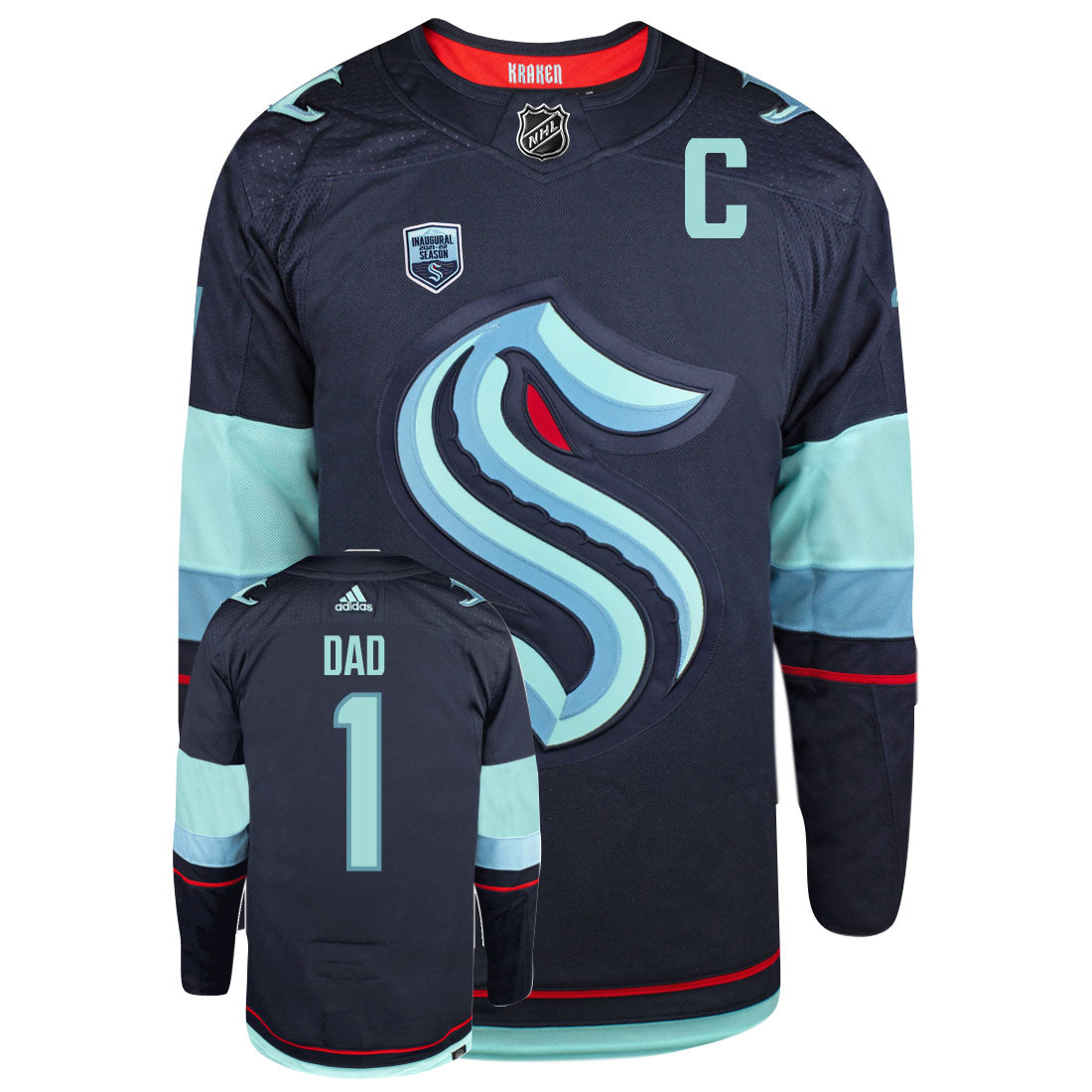 Seattle Kraken Dad Number One Adidas Primegreen Authentic NHL Hockey Jersey