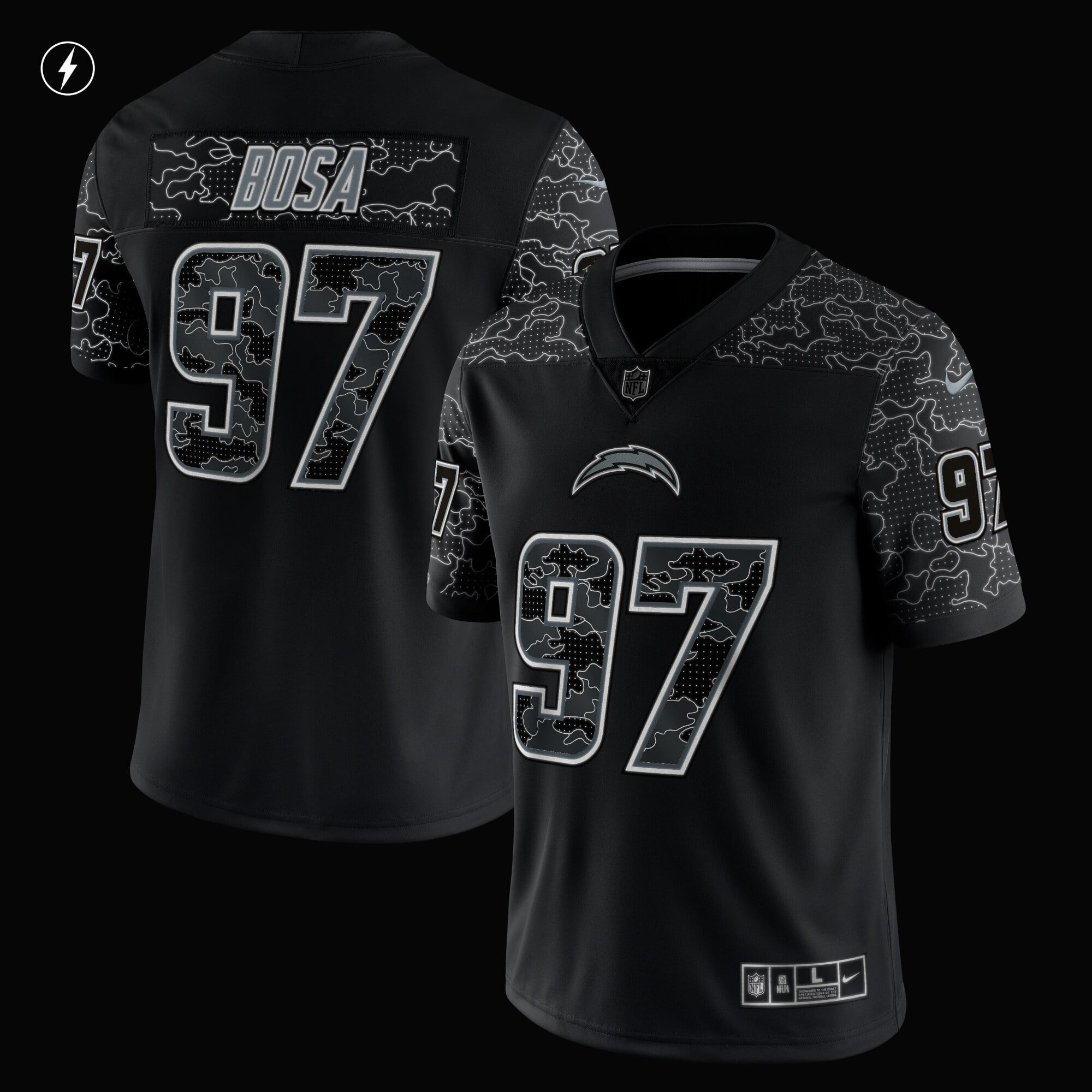 Men's Nike Joey Bosa Black Los Angeles Chargers RFLCTV Limited Jersey