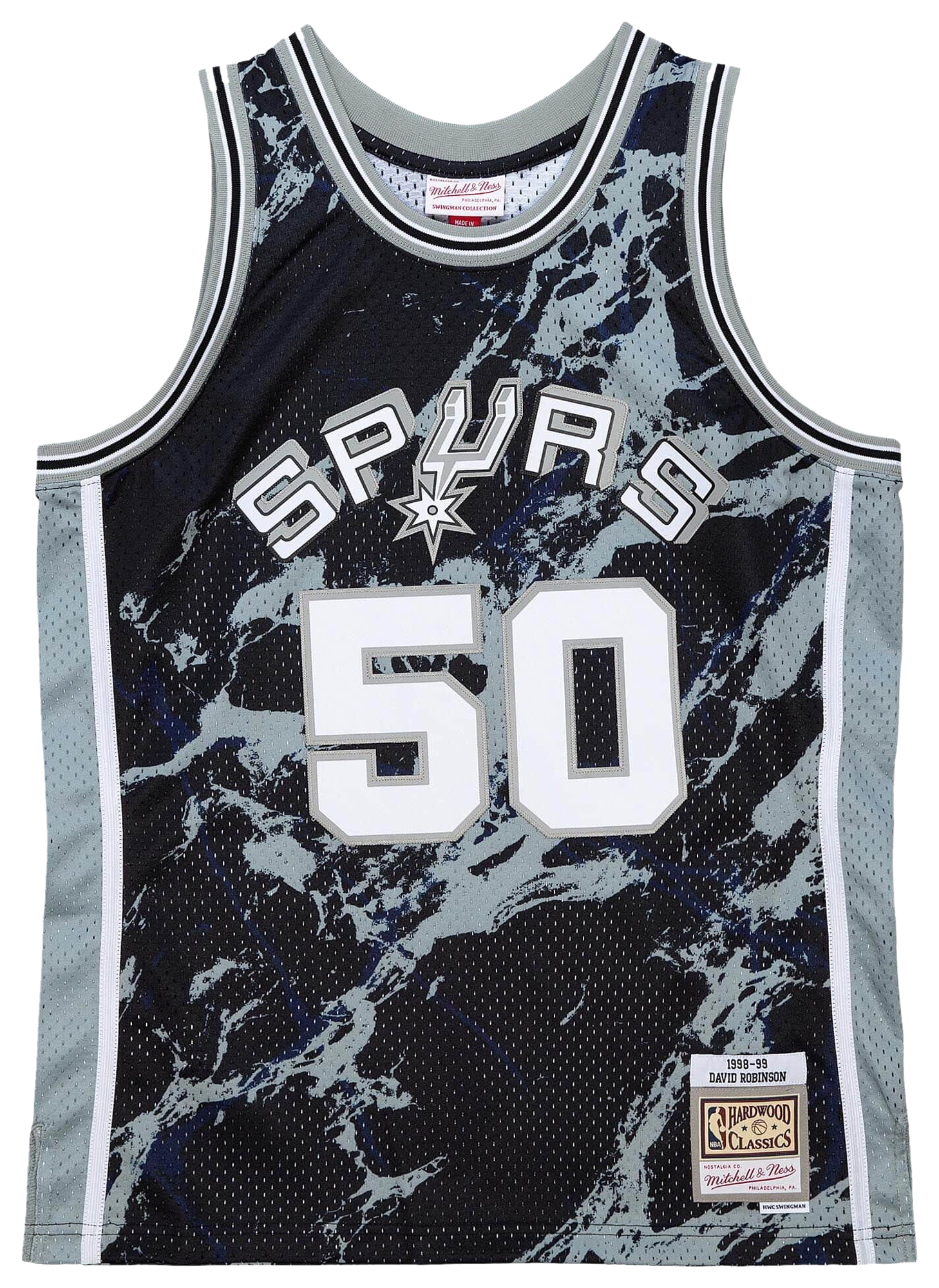 Men's Robinson David Mitchell & Ness Spurs Marble Jersey - Black