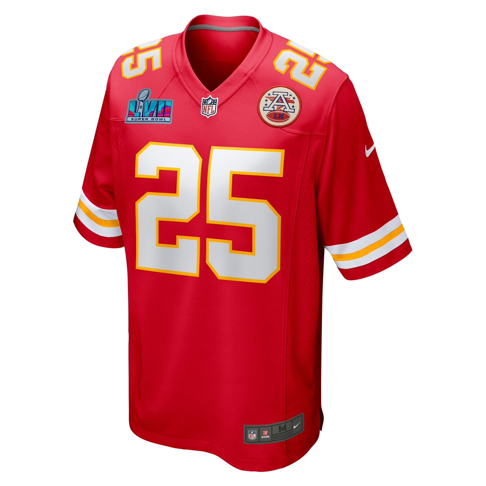 Men's Nike Clyde Edwards-Helaire Red Kansas City Chiefs Super Bowl LVII Patch Game Jersey