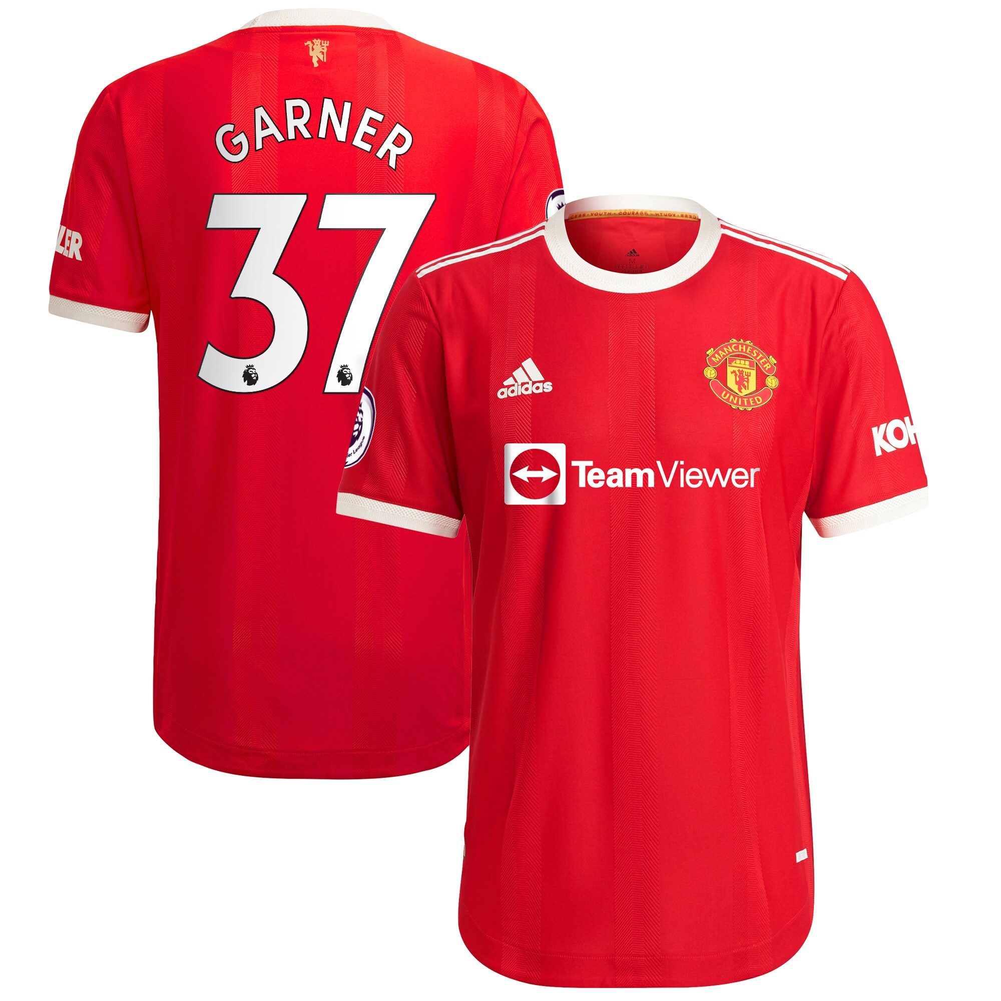 James Garner Manchester United adidas 2021/22 Home Authentic Player Jersey - Red