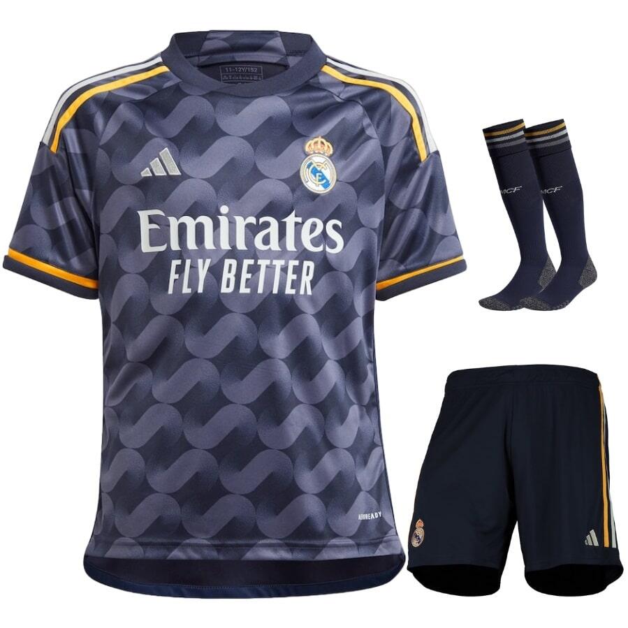 23/24 Youth Real Madrid Away Jersey Kids Kit