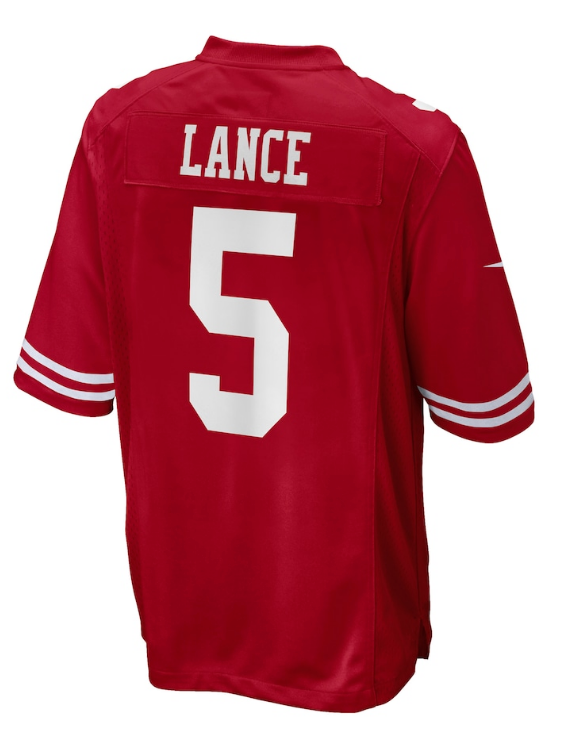 Men's San Francisco 49ers Trey Lance Red Player Game Jersey