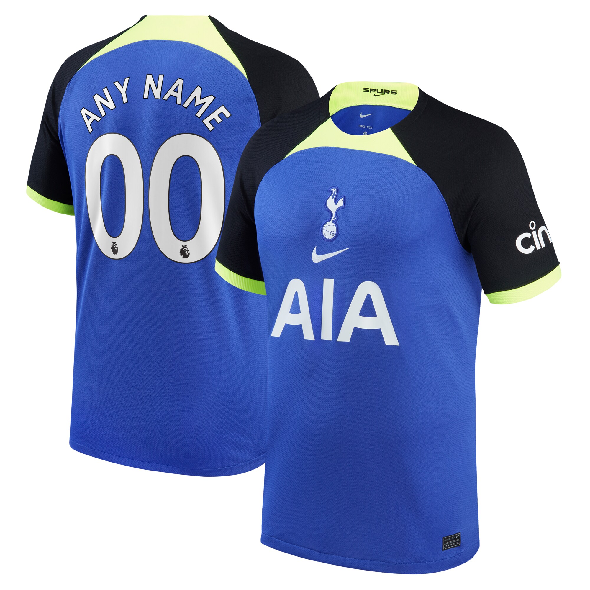 Tottenham Hotspur Nike Youth 2022/23 Away Breathe Stadium Replica Custom Jersey - Blue