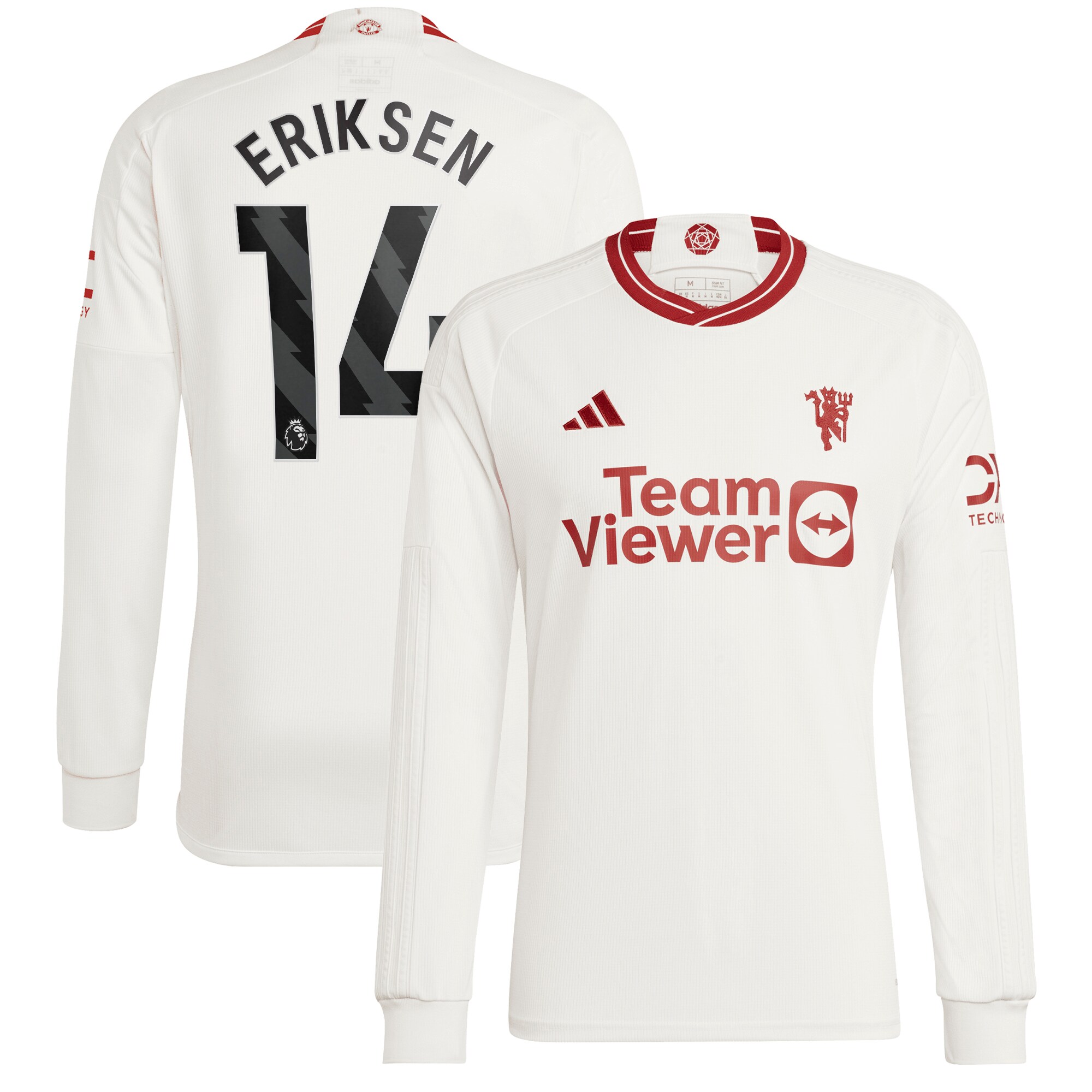 Christian Eriksen Manchester United adidas 2023/24 Third Replica Long Sleeve Player Jersey - White