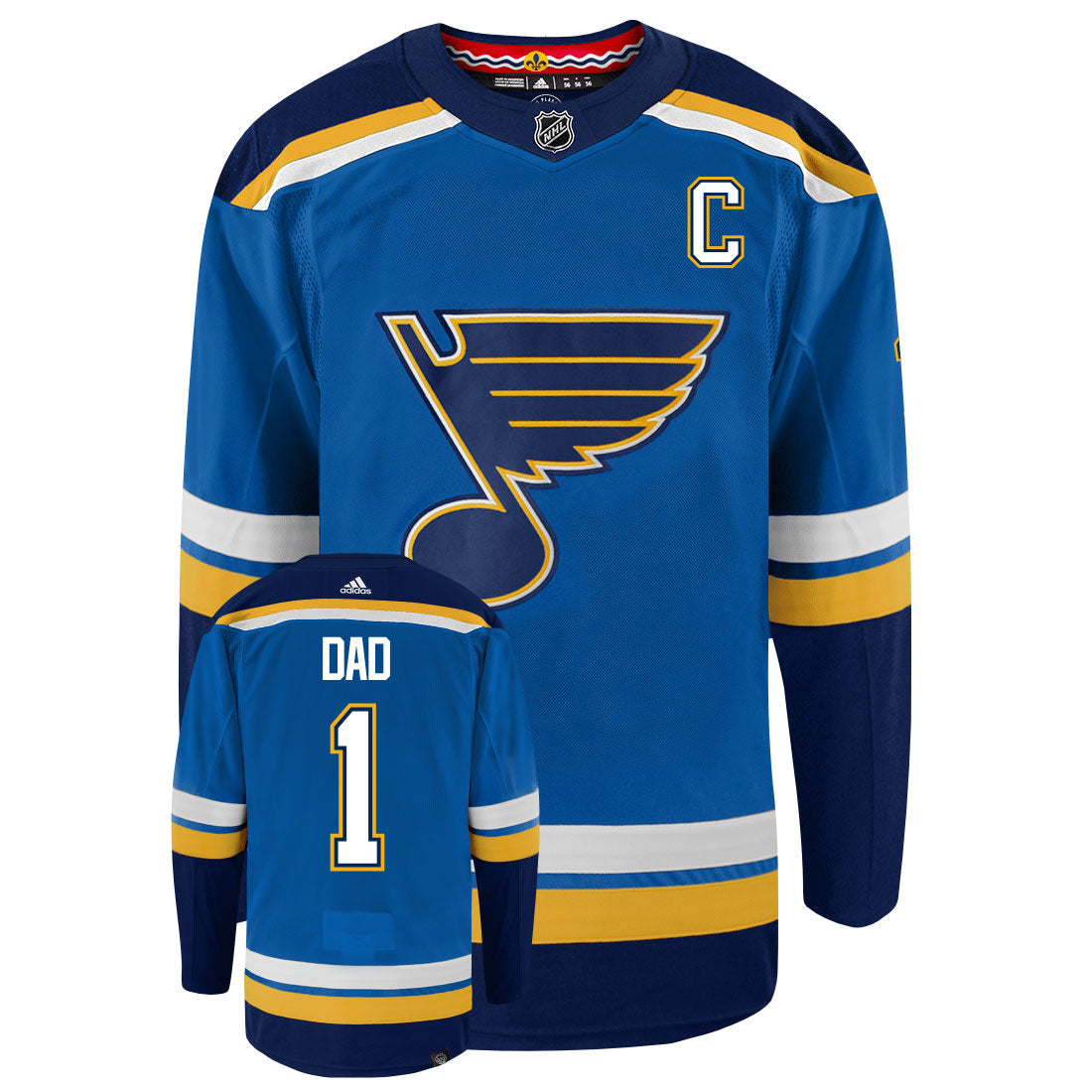 St Louis Blues Dad Number One Adidas Primegreen Authentic NHL Hockey Jersey