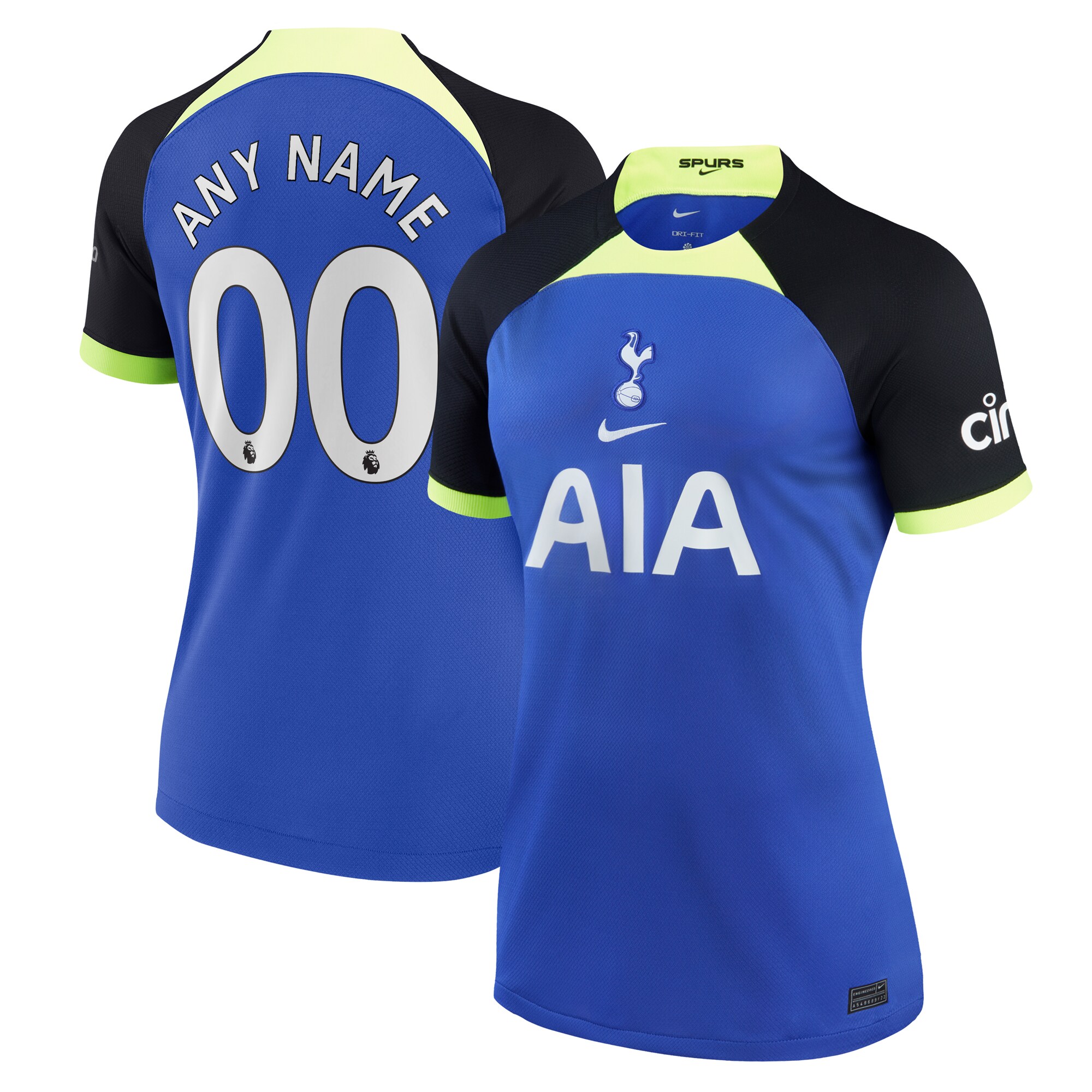 Tottenham Hotspur Nike Women's 2022/23 Away Breathe Stadium Replica Custom Jersey - Blue