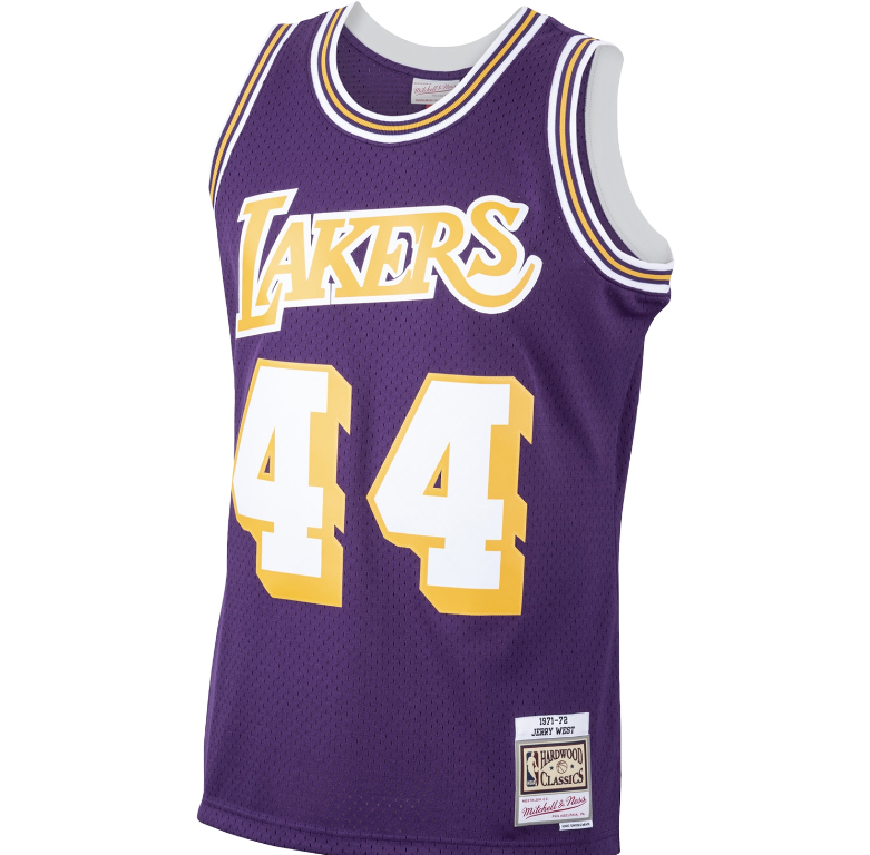 Men's Jerry West Los Angeles Lakers Mitchell & Ness 1971-72 Hardwood Classics Swingman Player Jersey - Purple