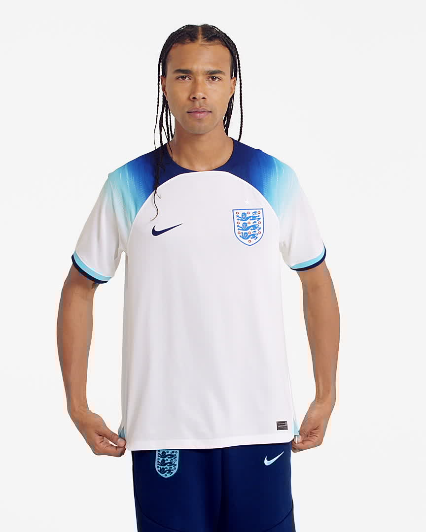 England 2022/23 Stadium Home Men's Nike Dri-FIT Soccer Jersey - White/Blue Fury/Blue Void