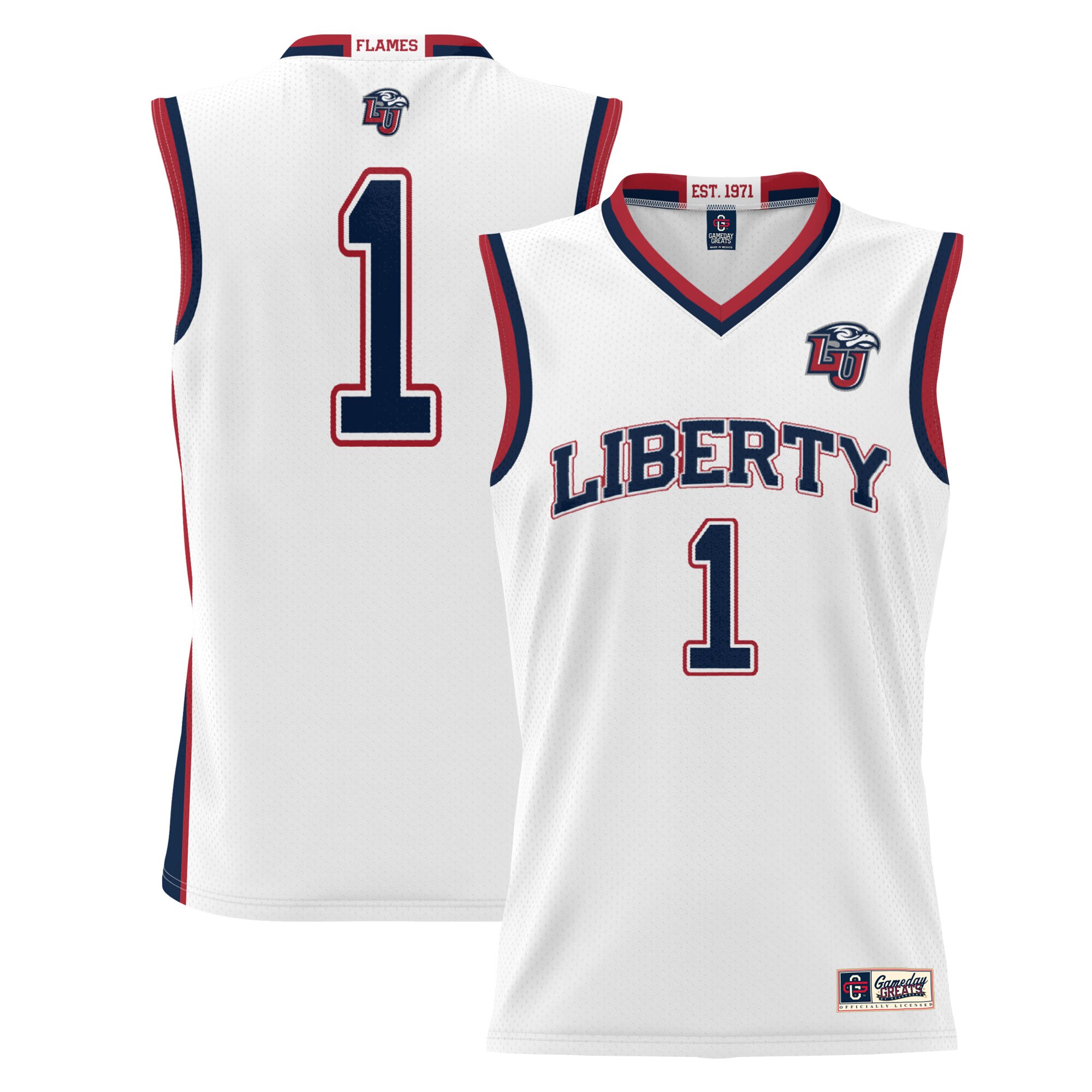 #1 Liberty Flames ProSphere Youth Basketball Jersey - White