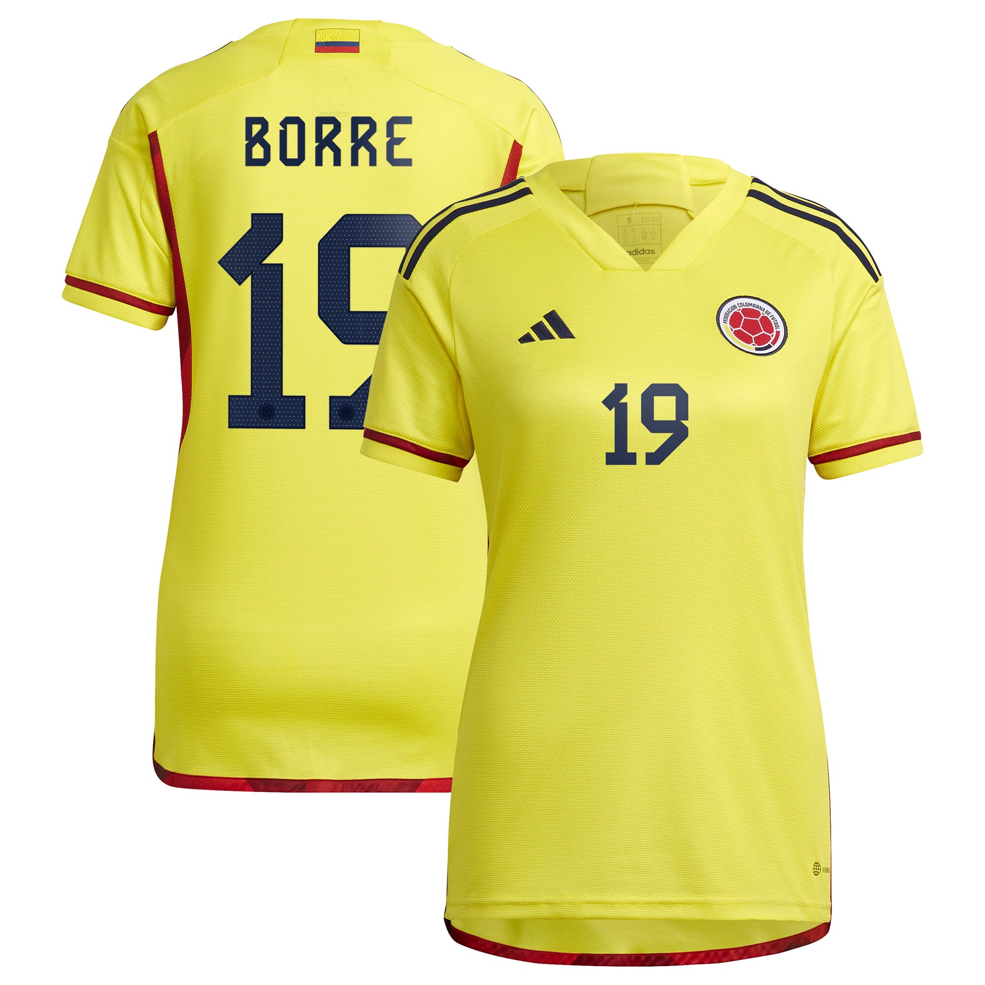 Rafael Borré Colombia National Team adidas Women's 2022/23 Home Replica Player Jersey - Yellow