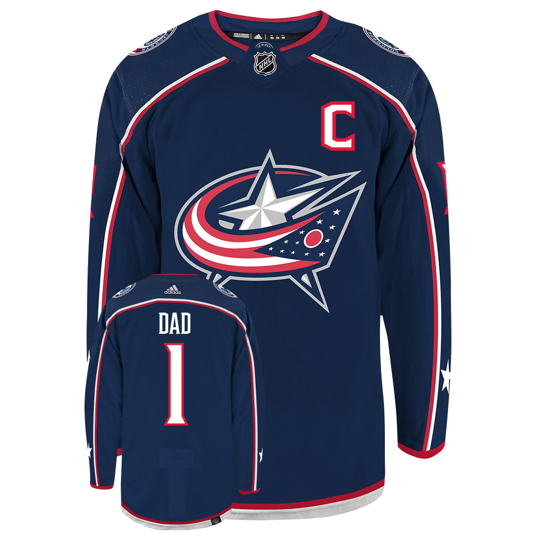 Columbus Blue Jackets Dad Number One Adidas Primegreen Authentic NHL Hockey Jersey