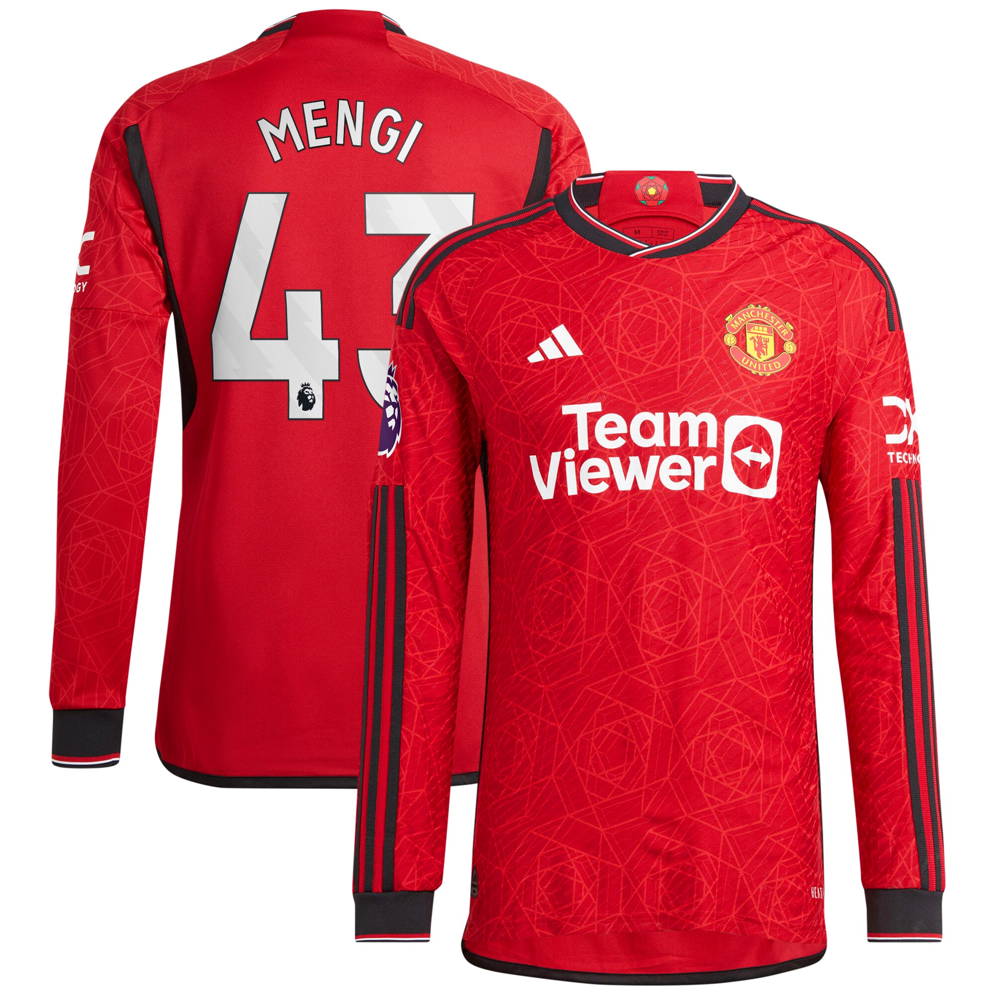 Teden Mengi Manchester United adidas 2023/24 Home Authentic Long Sleeve Player Jersey - Red