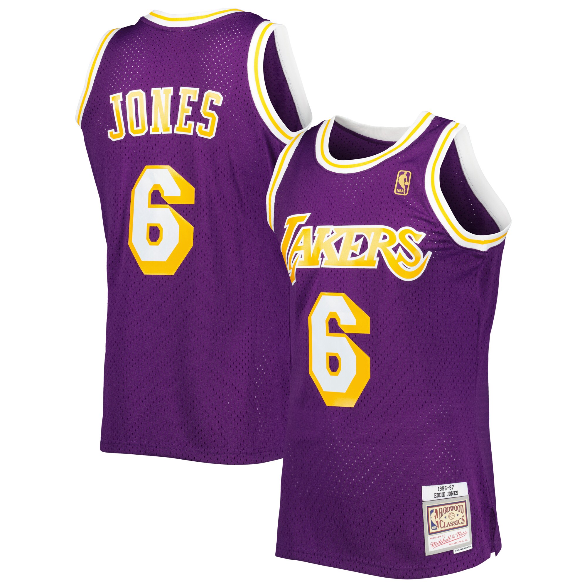 Eddie Jones Los Angeles Lakers Mitchell & Ness Hardwood Classics Swingman Jersey - Purple
