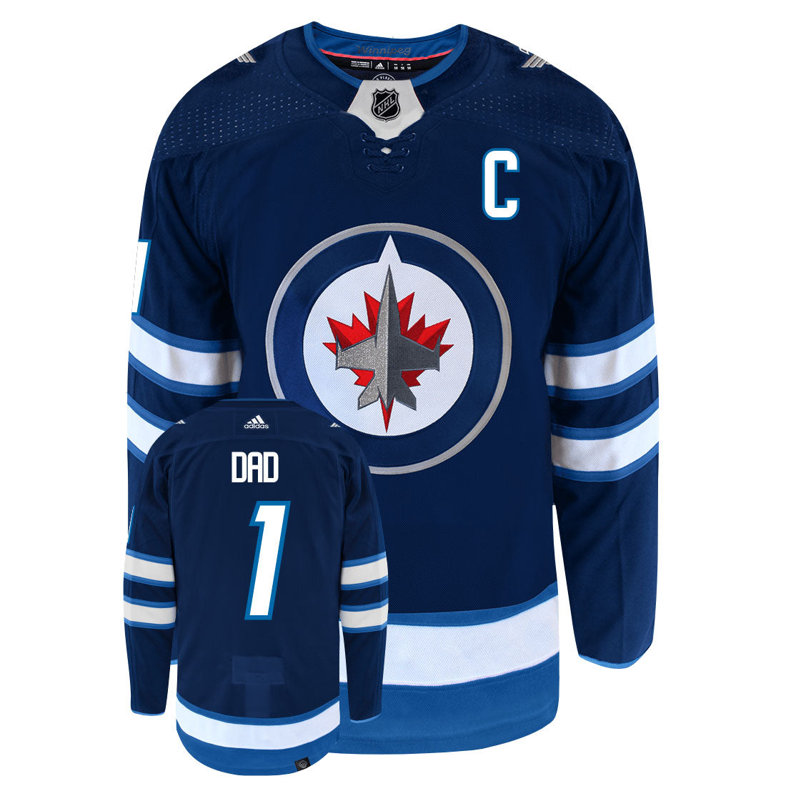 Winnipeg Jets Dad Number One Adidas Primegreen Authentic NHL Hockey Jersey