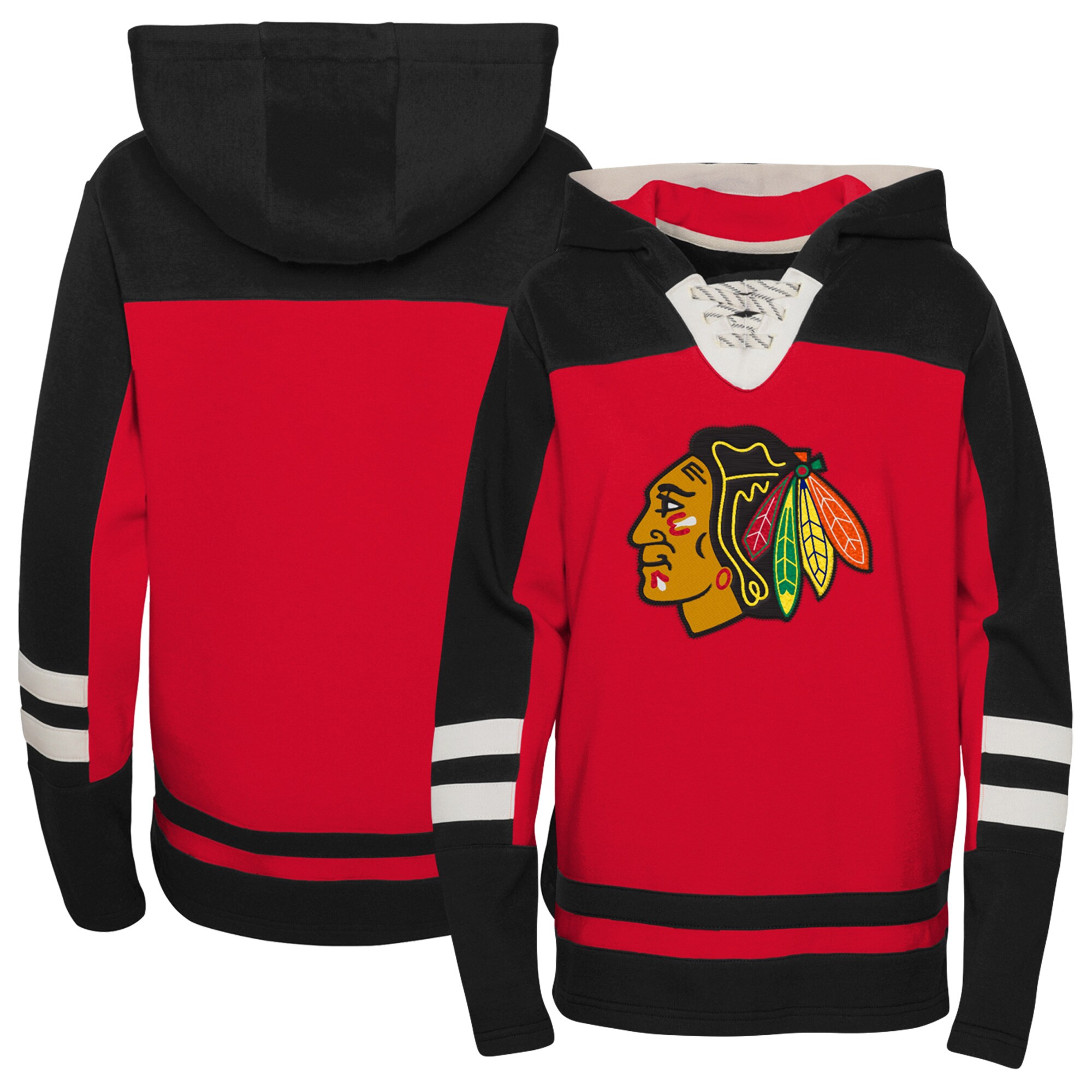 Chicago Blackhawks Preschool Ageless Revisited Lace-Up V-Neck Pullover Hoodie - Red