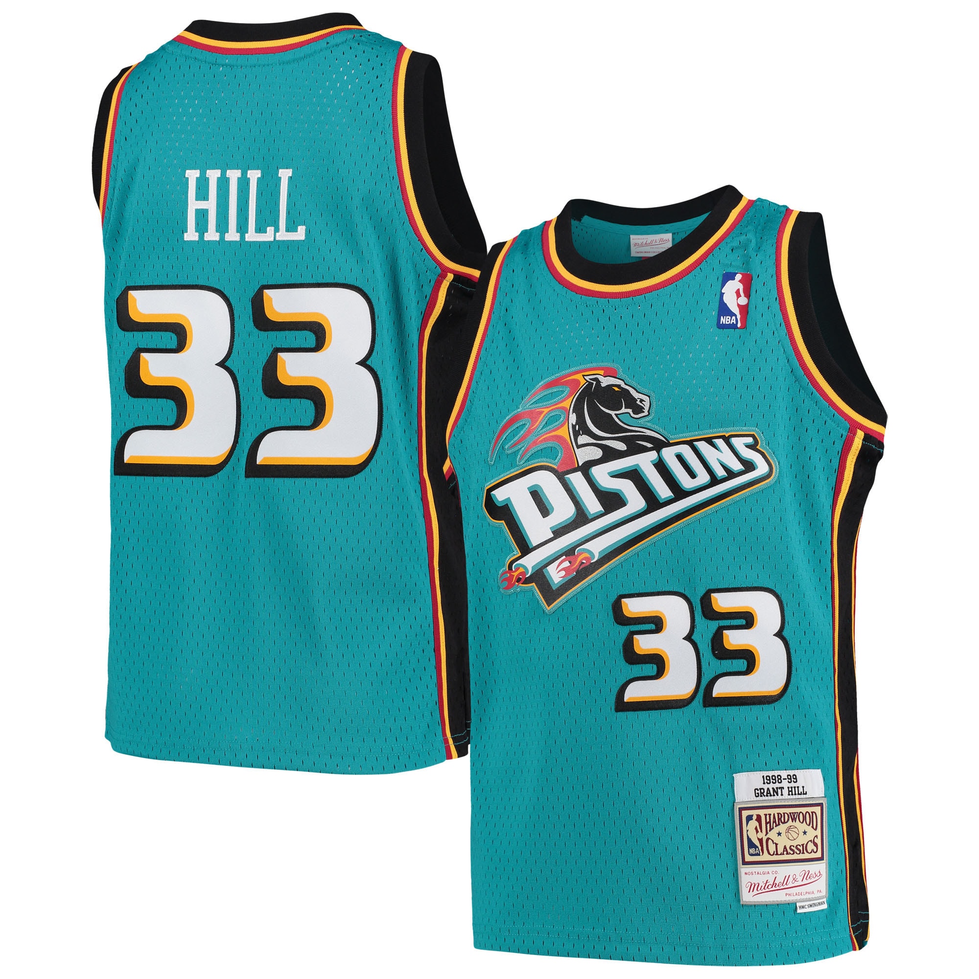 Grant Hill Detroit Pistons Mitchell & Ness Youth 1998-99 Hardwood Classics Swingman Jersey - Teal