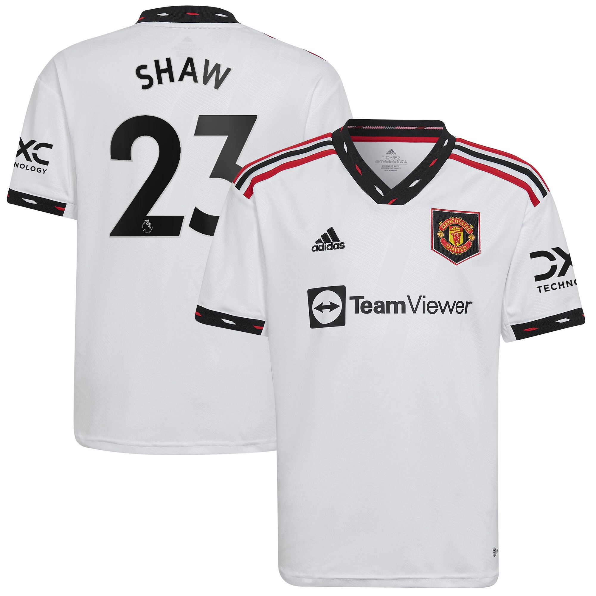 Luke Shaw Manchester United adidas Youth 2022/23 Away Replica Player Jersey - White