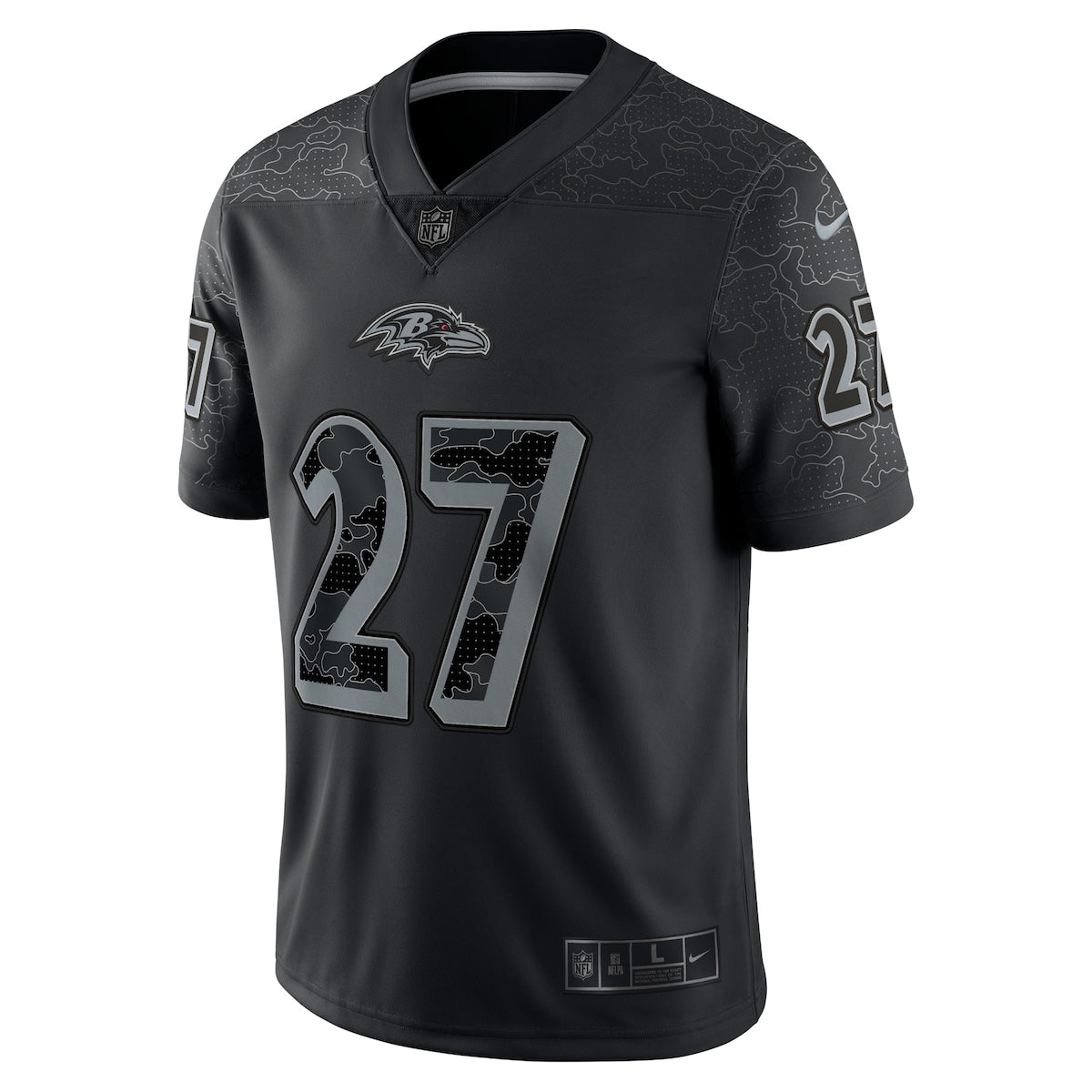 Men's J.K. Dobbins Nike Ravens RFLCTV Limited Jersey - Black