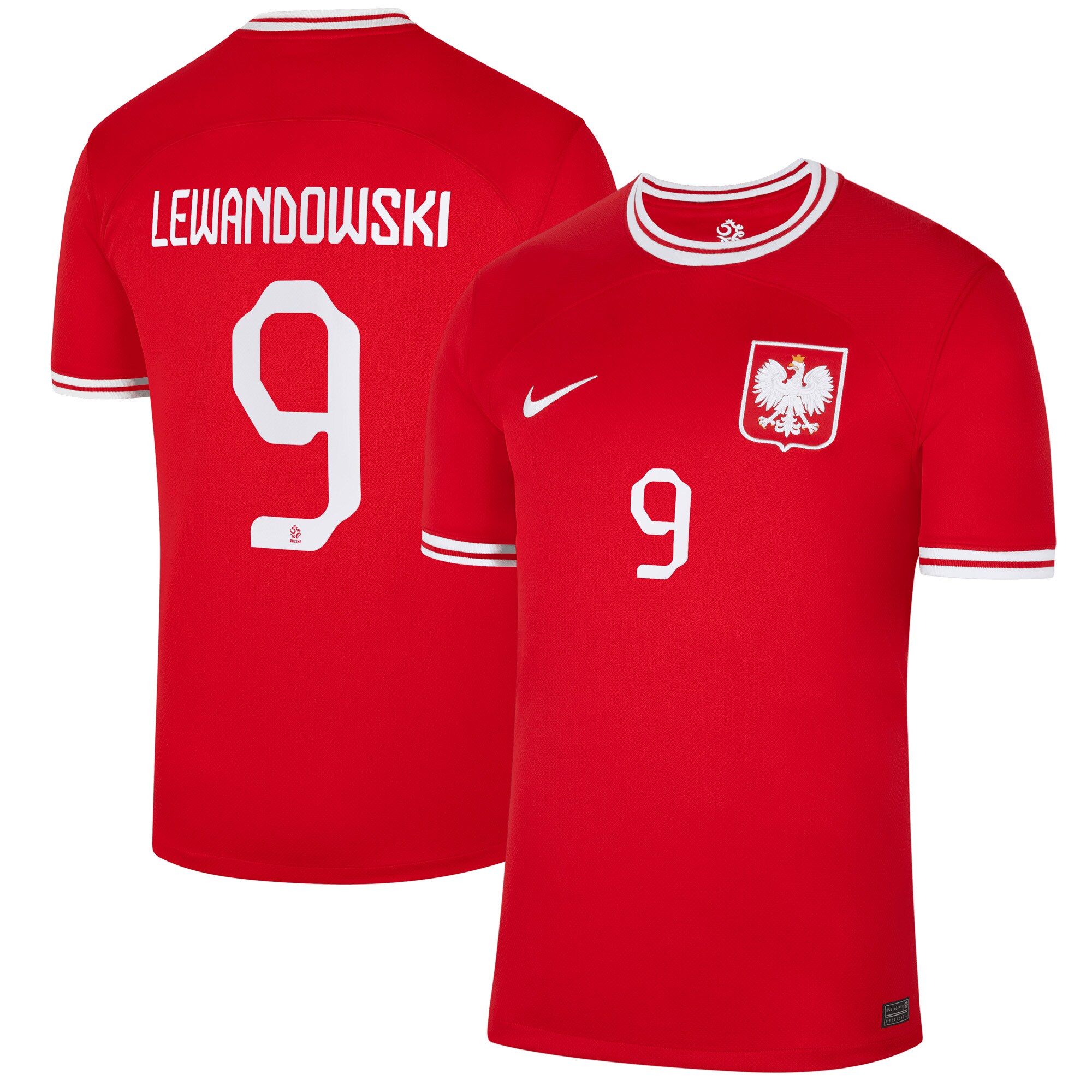 Robert Lewandowski Poland National Team Nike 2022/23 Away Breathe Stadium Replica Player Jersey - Red