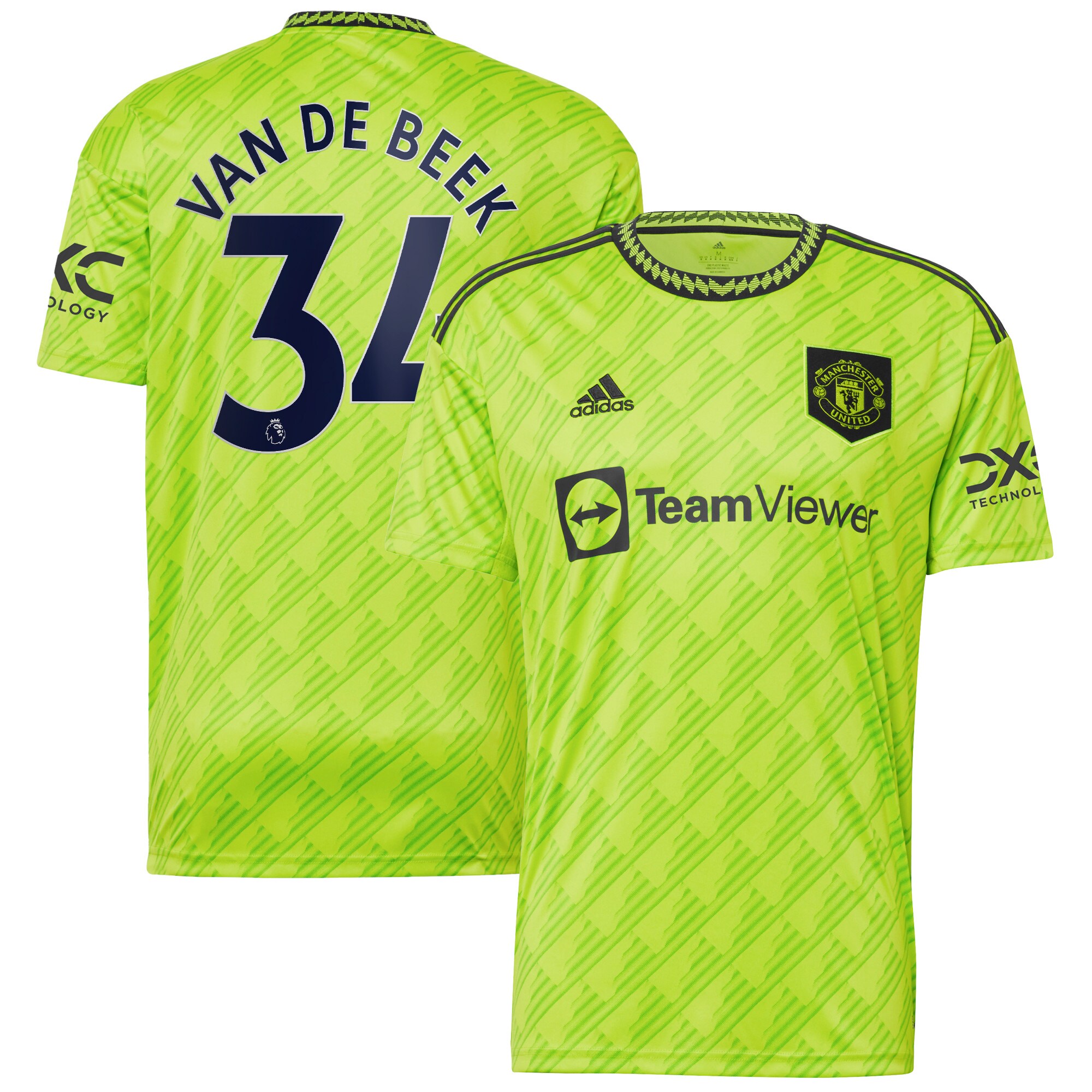 Donny Van De Beek Manchester United adidas 2022/23 Third Replica Player Jersey - Neon Green