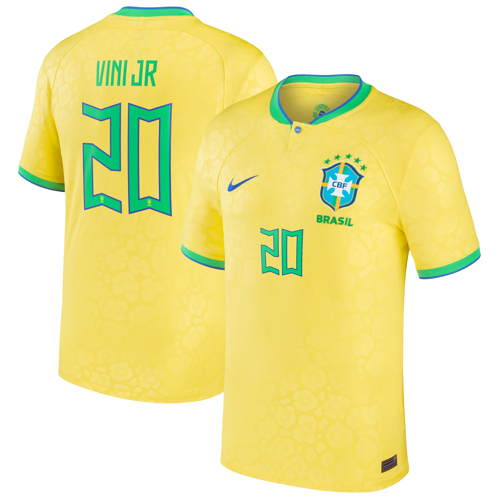 Vinicius Junior Brazil National Team Nike 2022/23 Replica Home Jersey - Yellow