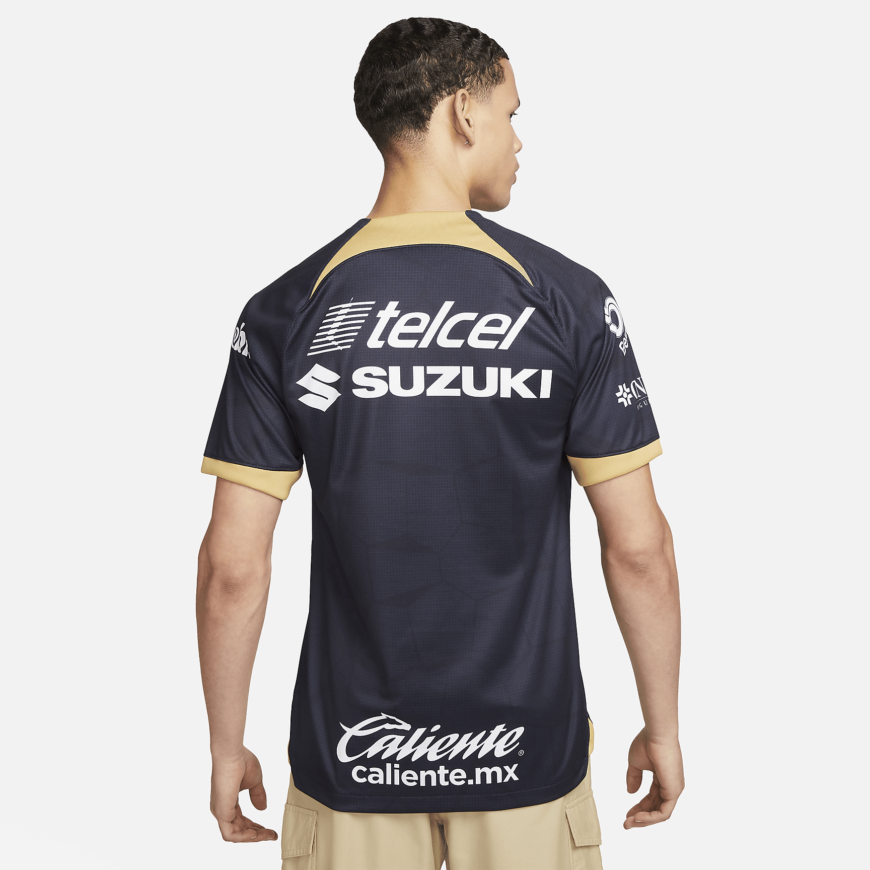 Pumas UNAM 2023/24 Stadium Away Men's Nike Dri-FIT Soccer Jersey - Obsidian/Truly Gold/Truly Gold