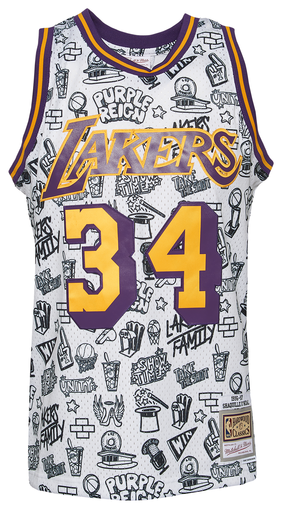 Men's  Mitchell & Ness Lakers Doodle Jersey - White