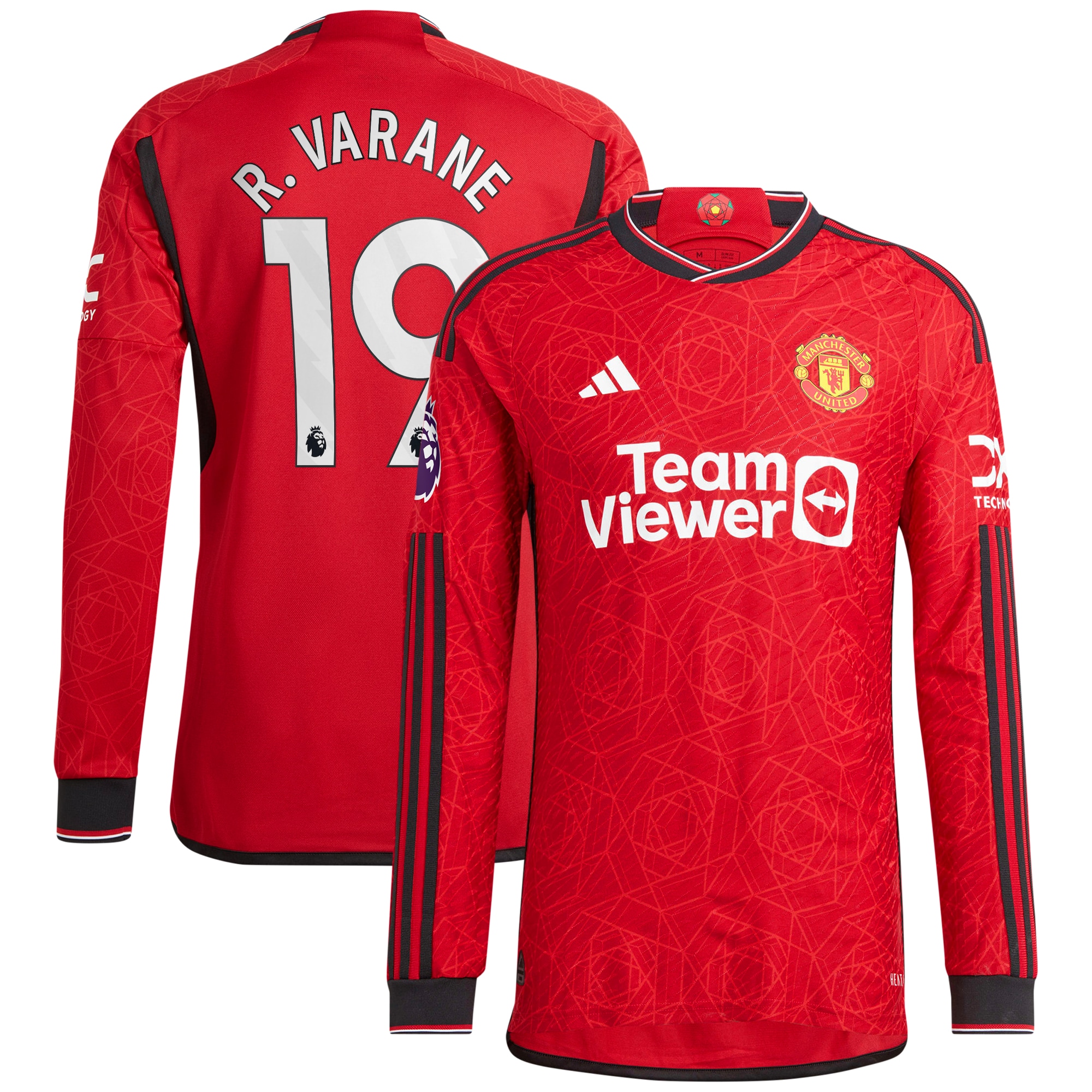 Raphael Varane Manchester United adidas 2023/24 Home Authentic Long Sleeve Player Jersey - Red