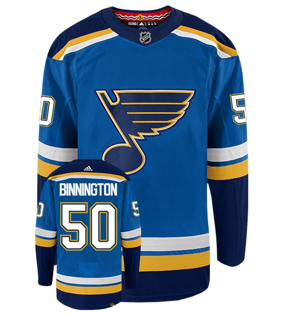Jordan Binnington St Louis Blues Adidas Primegreen Authentic NHL Hockey Jersey
