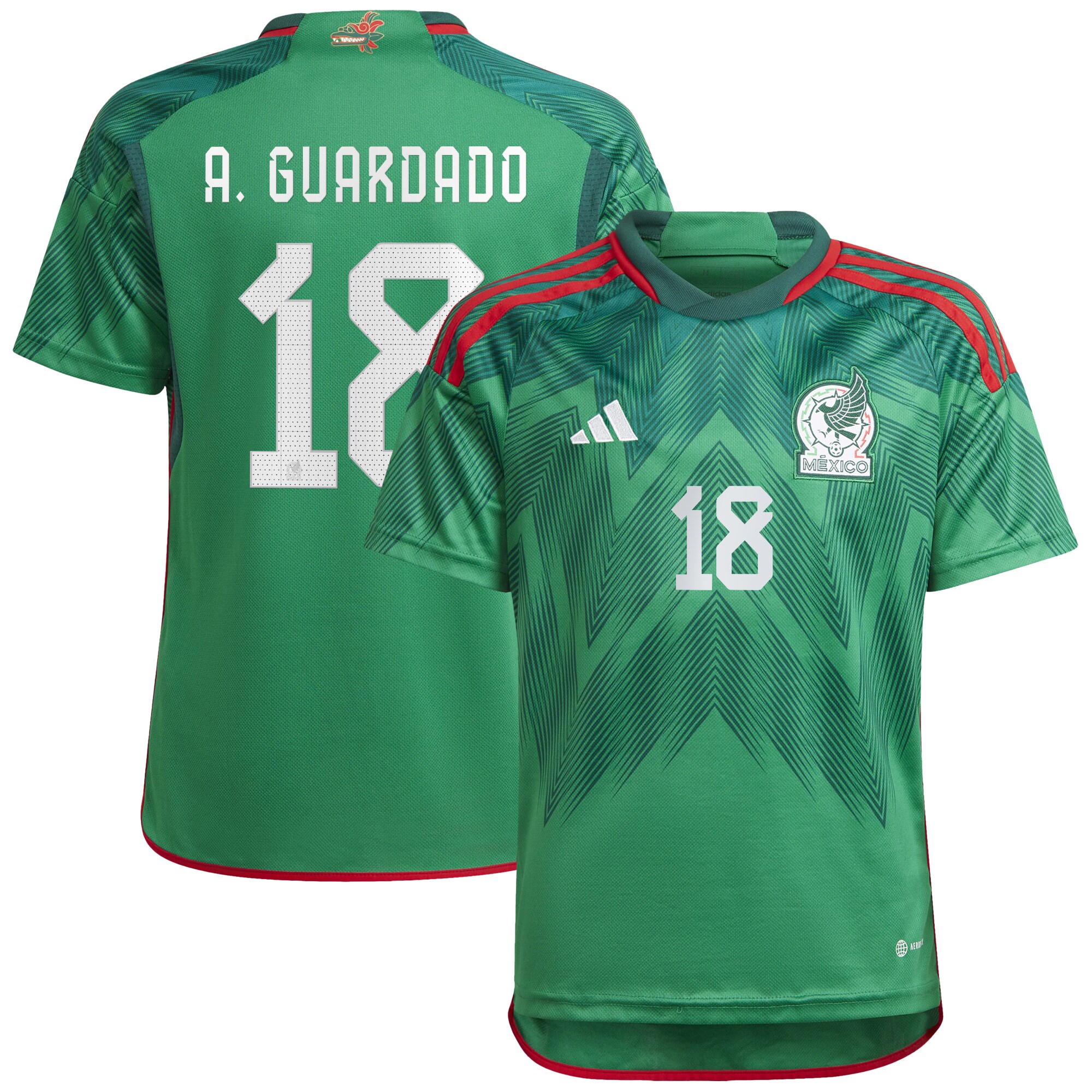 Andres Guardado Mexico National Team adidas Youth 2022/23 Home Replica Player Jersey - Green