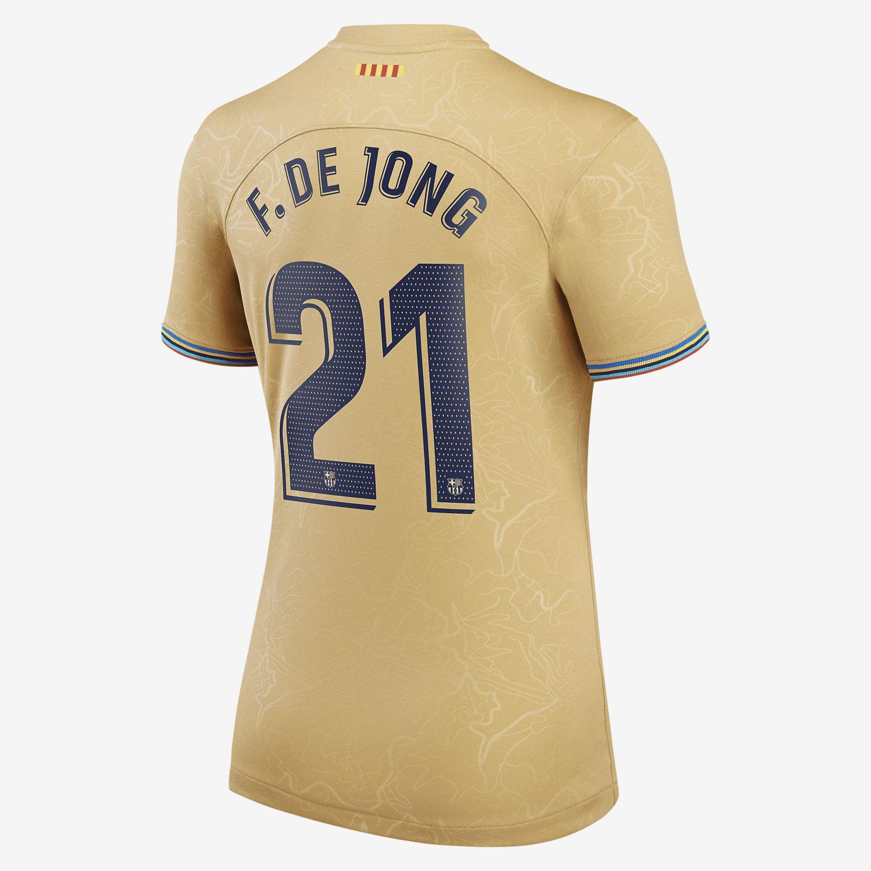 Barcelona 2022/23 Stadium Away (Frenkie de Jong) Women's Nike Dri-FIT Soccer Jersey - Varsity Maize