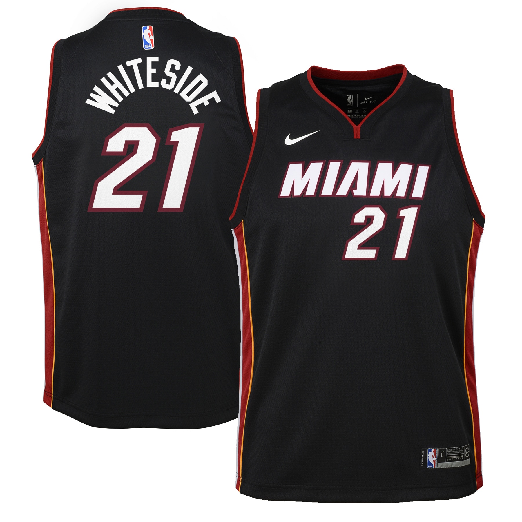 Hassan Whiteside Miami Heat Nike Youth Swingman Jersey Black - Icon Edition
