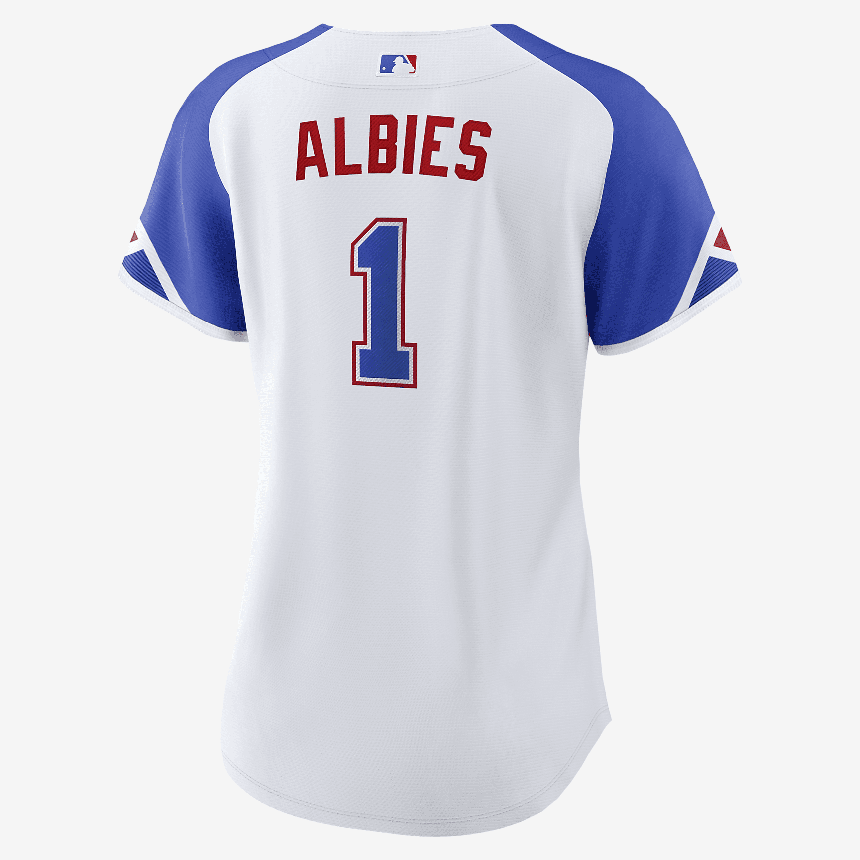 MLB Atlanta Braves City Connect (Ozzie Albies) Women's Replica Baseball Jersey - White/Royal Blue