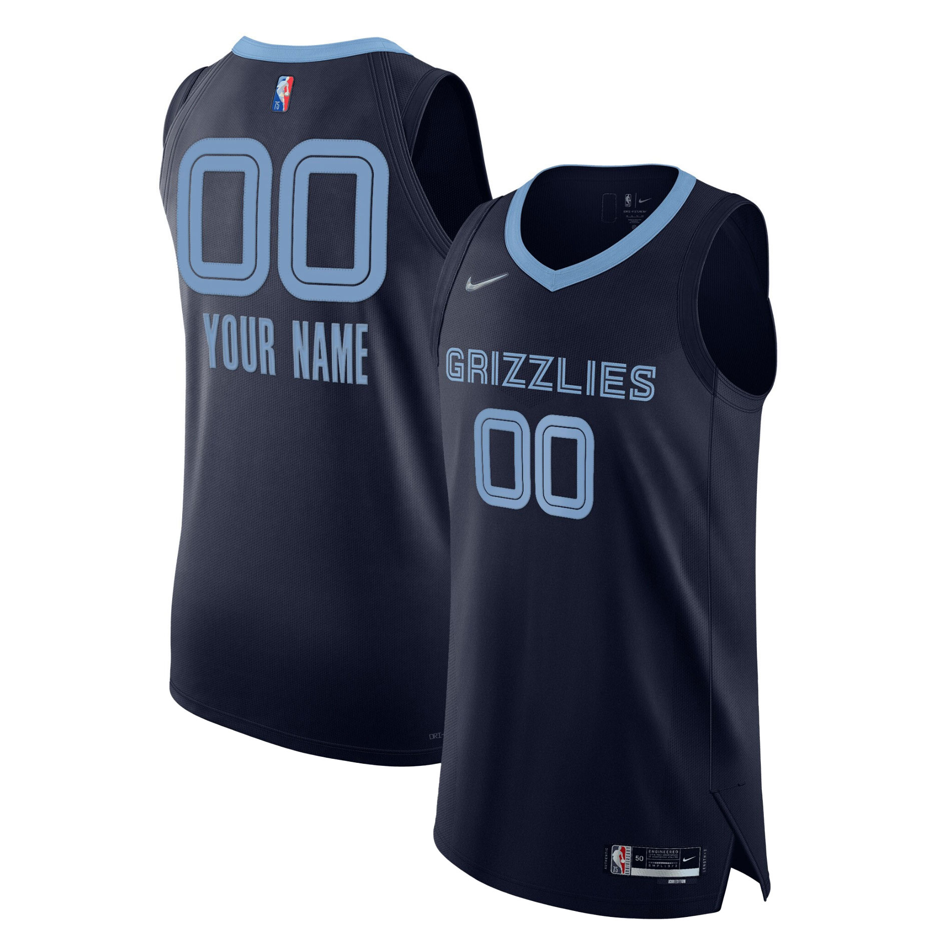 Memphis Grizzlies Nike 2021/22 Diamond Authentic Custom Jersey - Icon Edition - Navy
