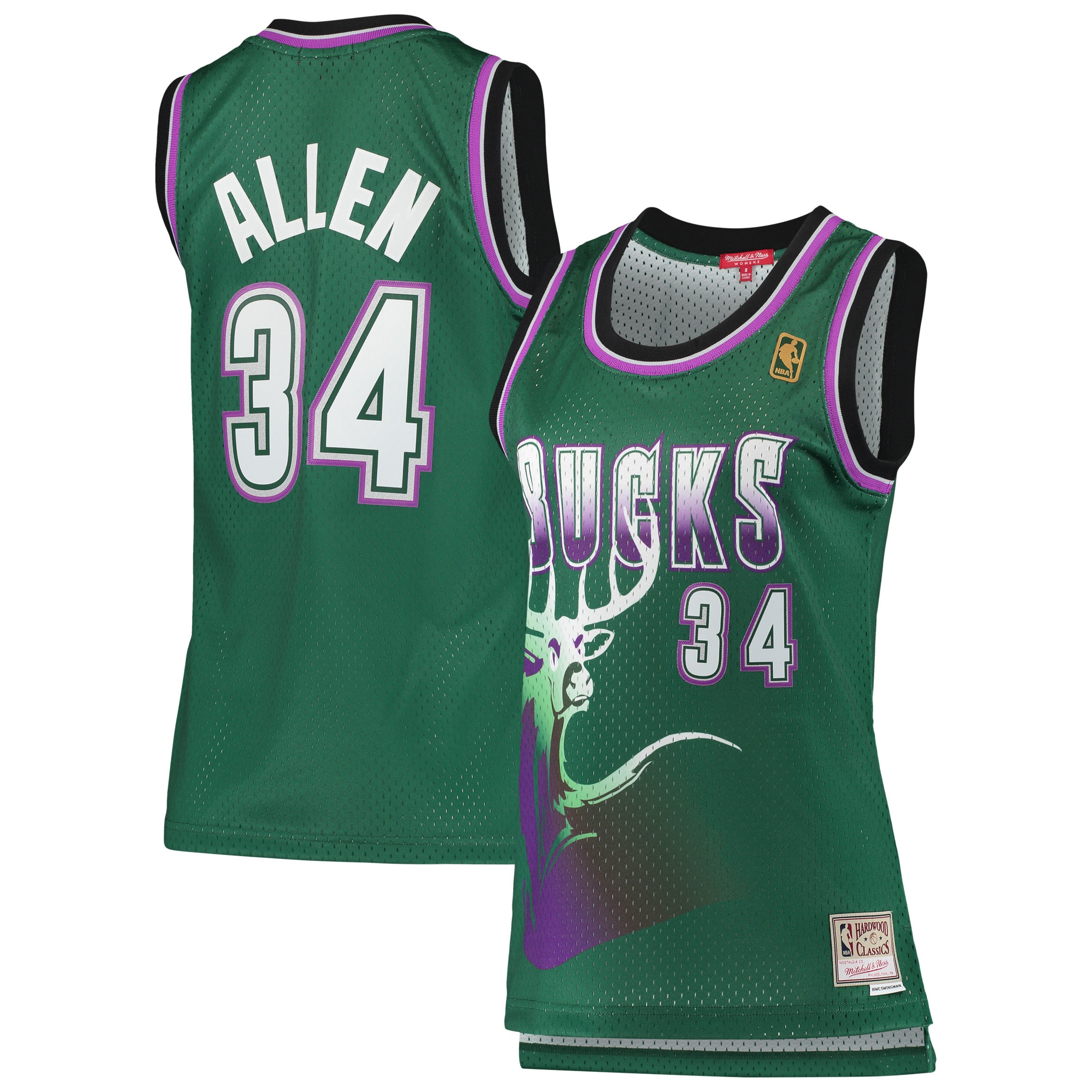 Ray Allen Milwaukee Bucks Mitchell & Ness Women's 1996-97 Hardwood Classics Swingman Jersey - Green