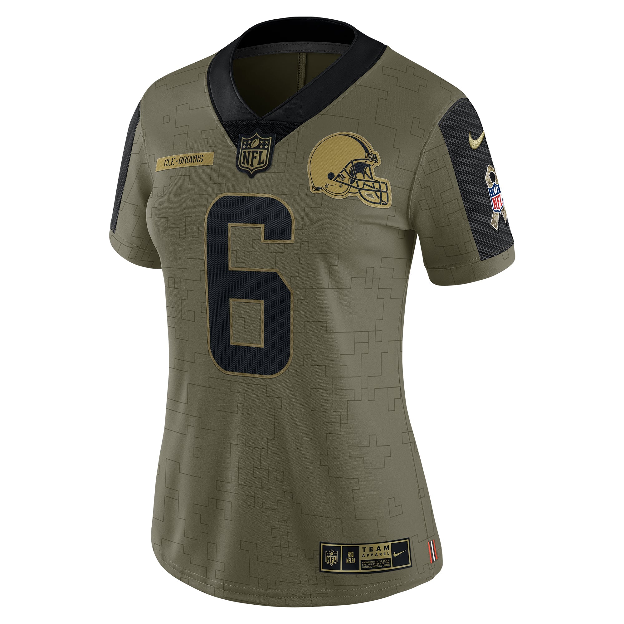 Women's Nike Baker Mayfield Olive Cleveland Browns 2021 Salute To Service Limited Player Jersey