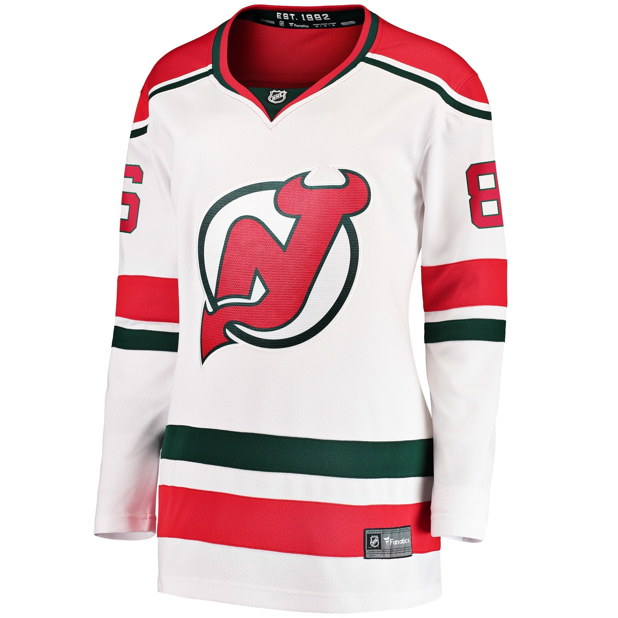 Women's Fanatics Branded Jack Hughes White New Jersey Devils 2022/23 Heritage Premier Breakaway Jersey