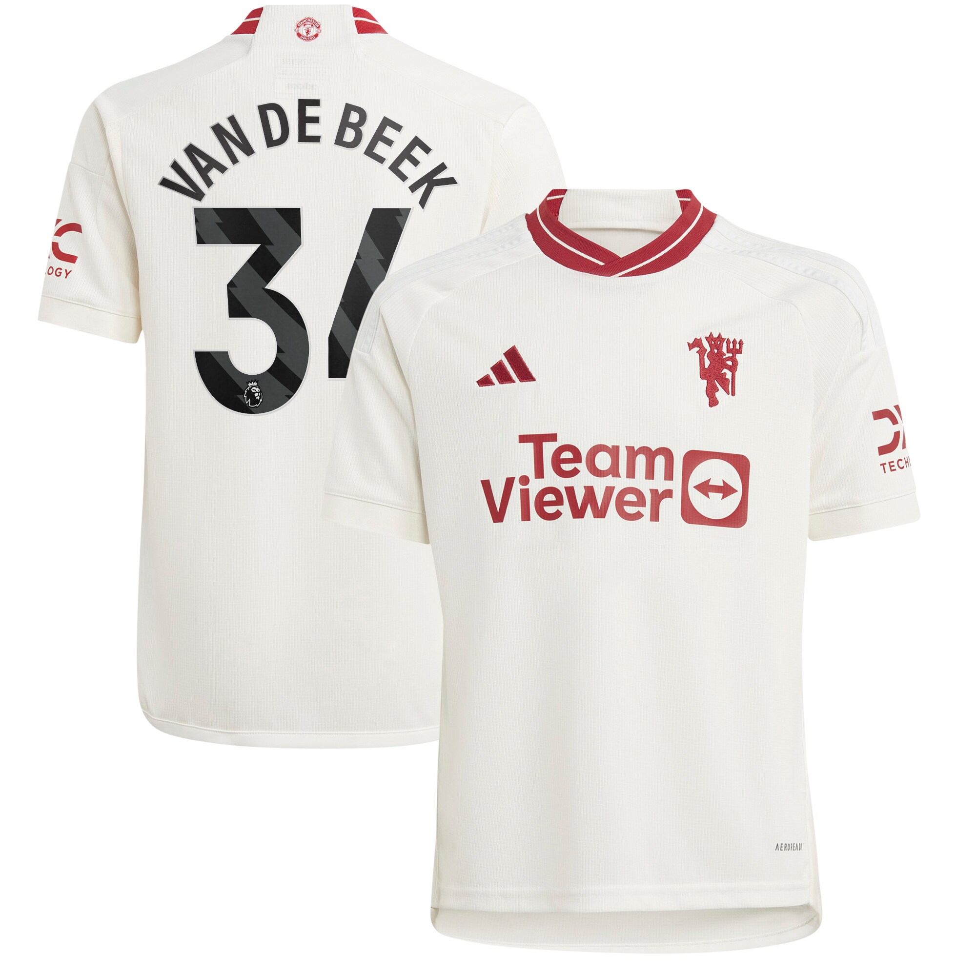 Donny Van De Beek Manchester United adidas Youth 2023/24 Third Replica Player Jersey - White