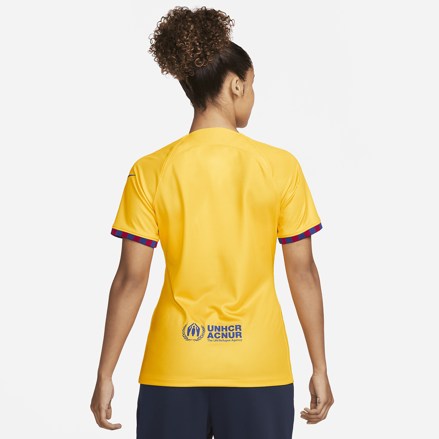 FC Barcelona 2023/24 Stadium Fourth Women's Nike Dri-FIT Soccer Jersey - Amarillo/University Red/Deep Royal Blue