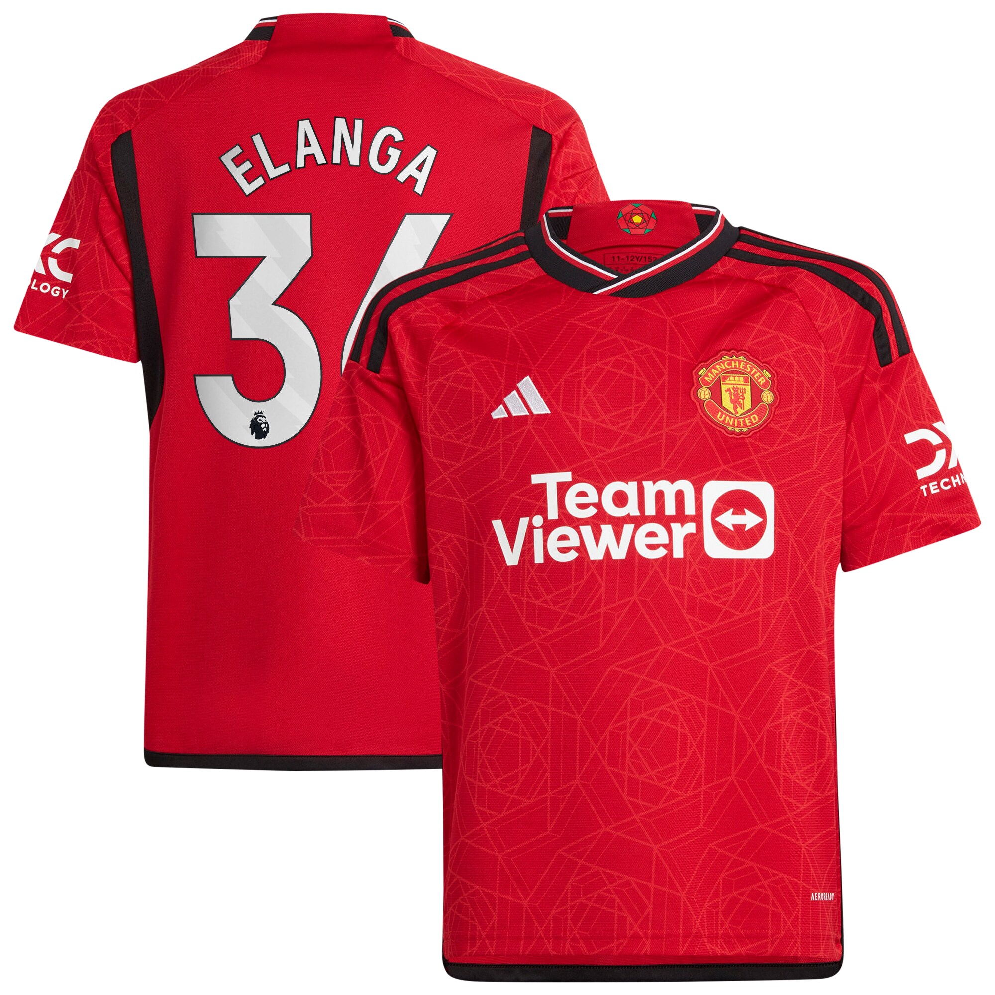 Anthony Elanga Manchester United adidas Youth 2023/24 Home Replica Player Jersey - Red