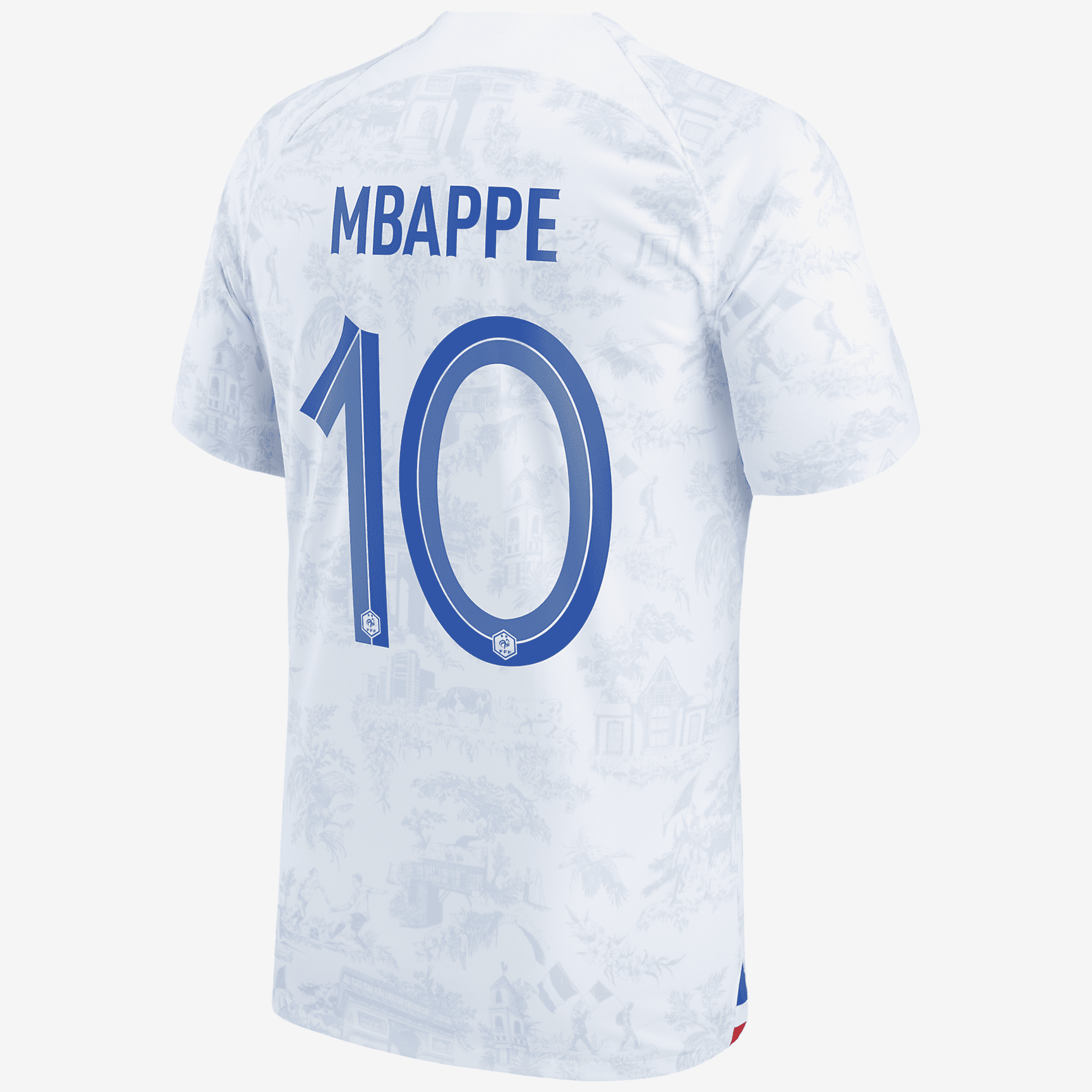 France National Team 2022/23 Stadium Away (Kylian Mbappe) Men's Nike Dri-FIT Soccer Jersey - White