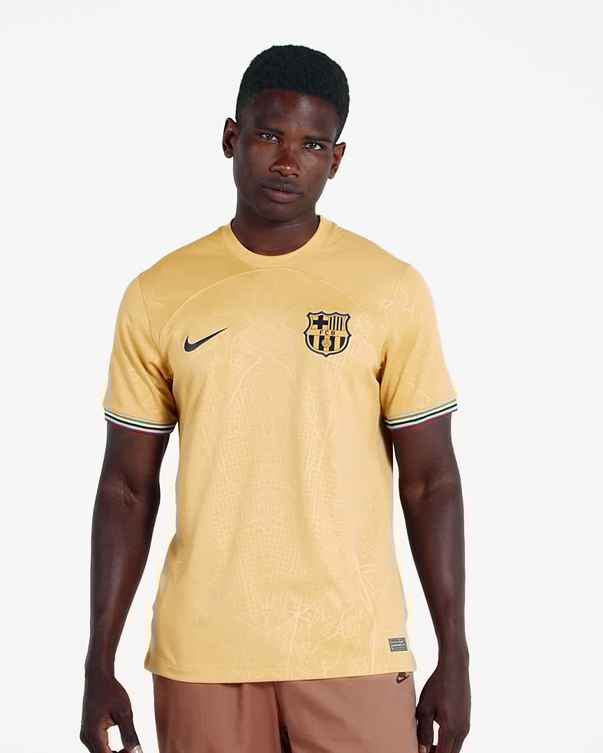 FC Barcelona 2022/23 Stadium Away Men's Nike Dri-FIT Soccer Jersey - Club Gold/Obsidian