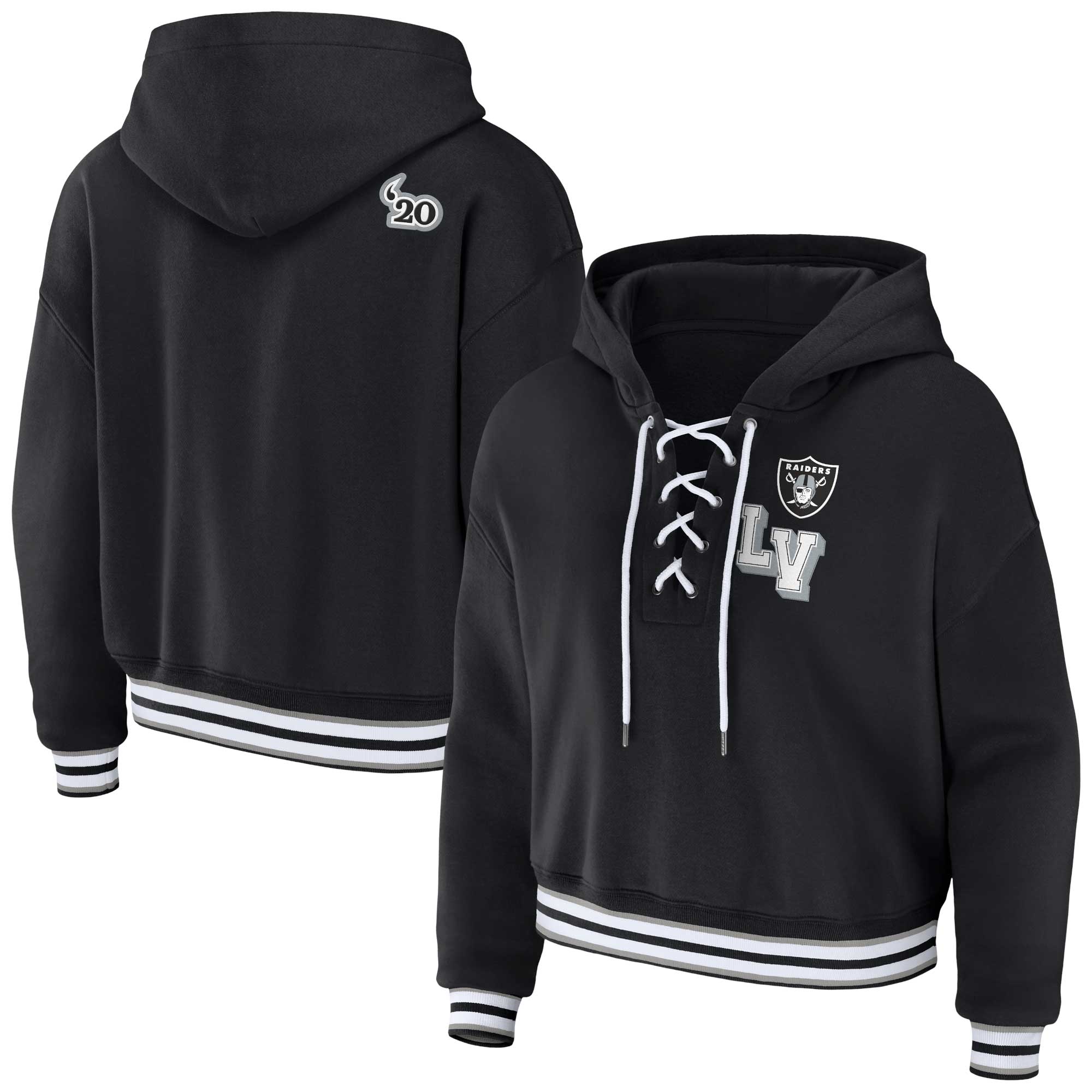 Las Vegas Raiders WEAR by Erin Andrews Women's Lace-Up Pullover Hoodie - Black