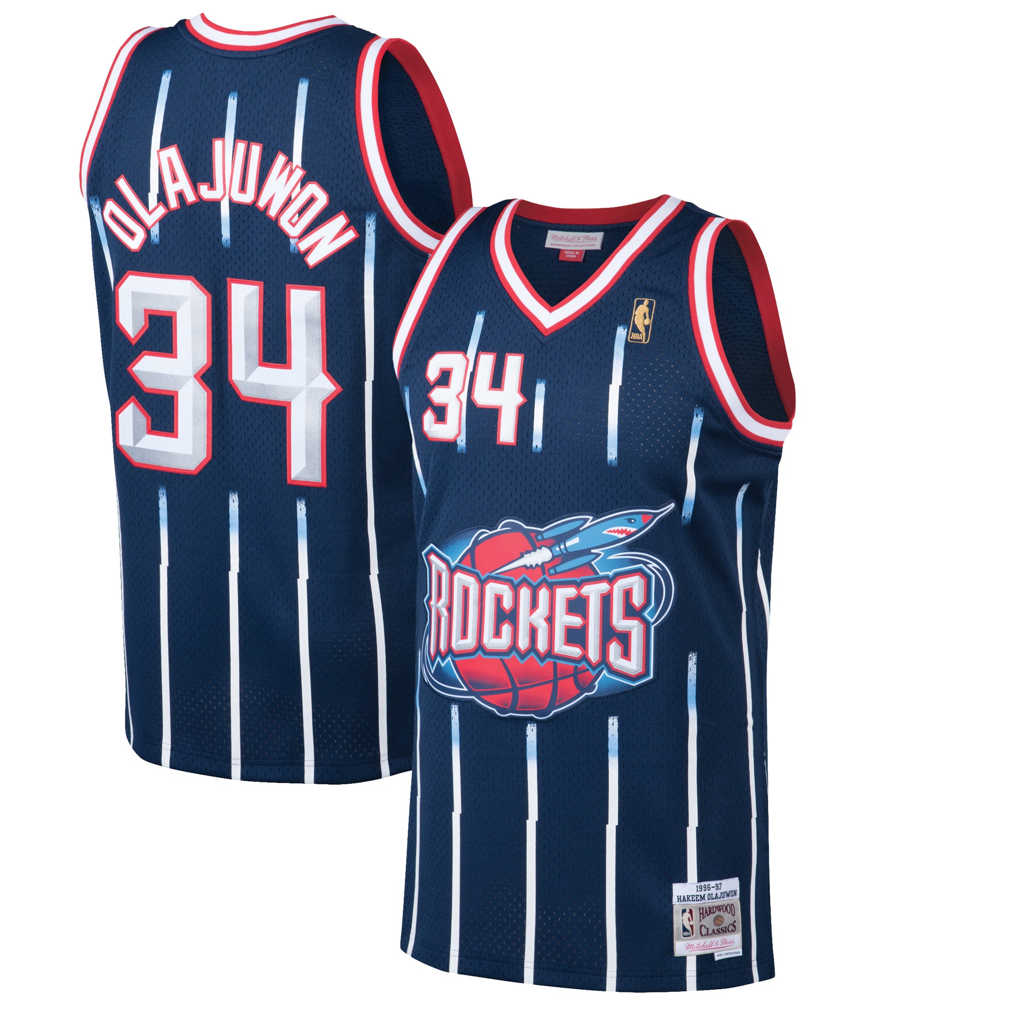 Hakeem Olajuwon Houston Rockets Mitchell & Ness Hardwood Classics Swingman Jersey - Navy