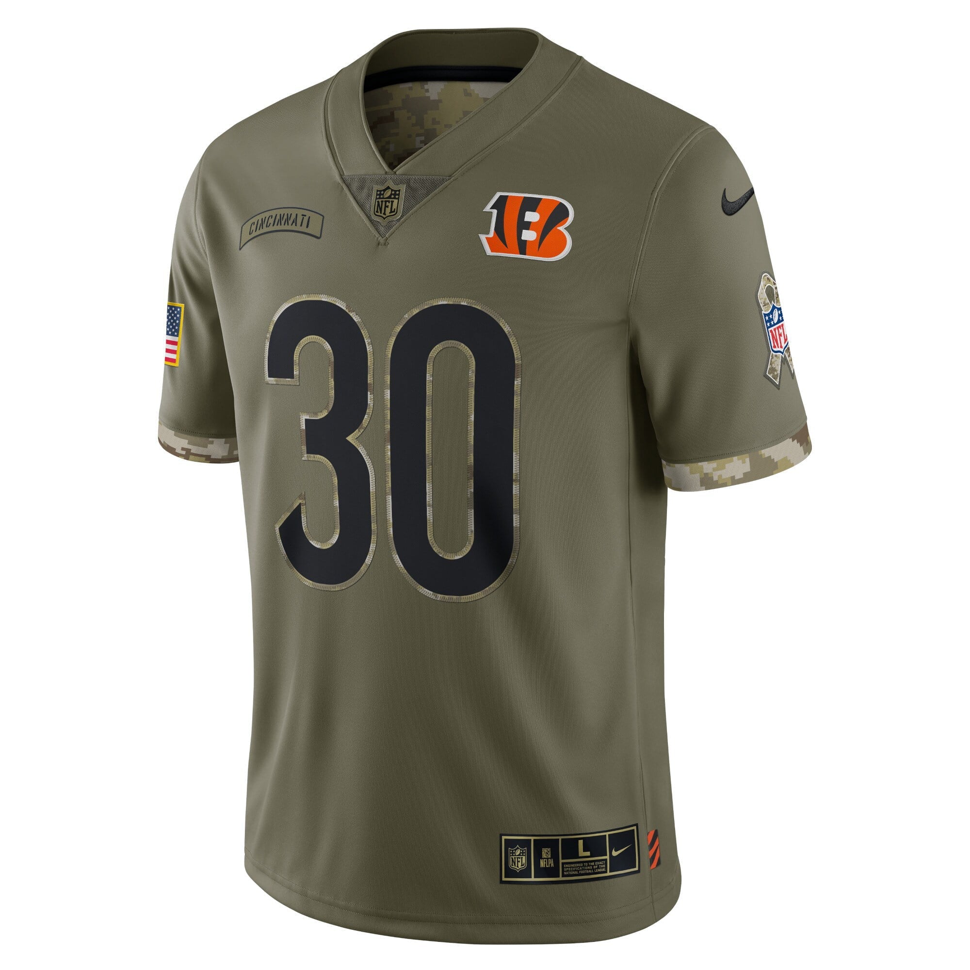 Men's Nike Jessie Bates III Olive Cincinnati Bengals 2022 Salute To Service Limited Jersey