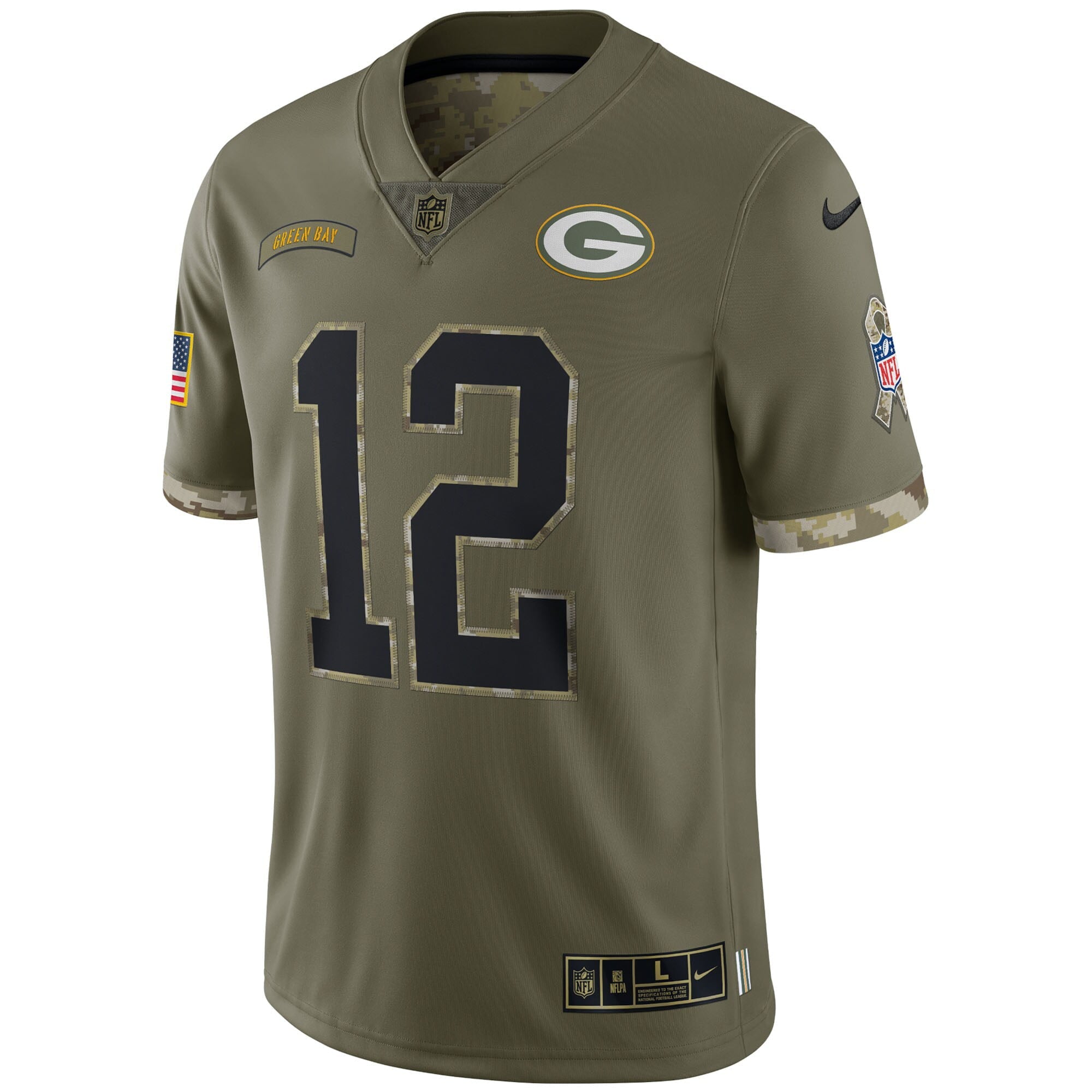 Men's Nike Aaron Rodgers Olive Green Bay Packers 2022 Salute To Service Limited Jersey