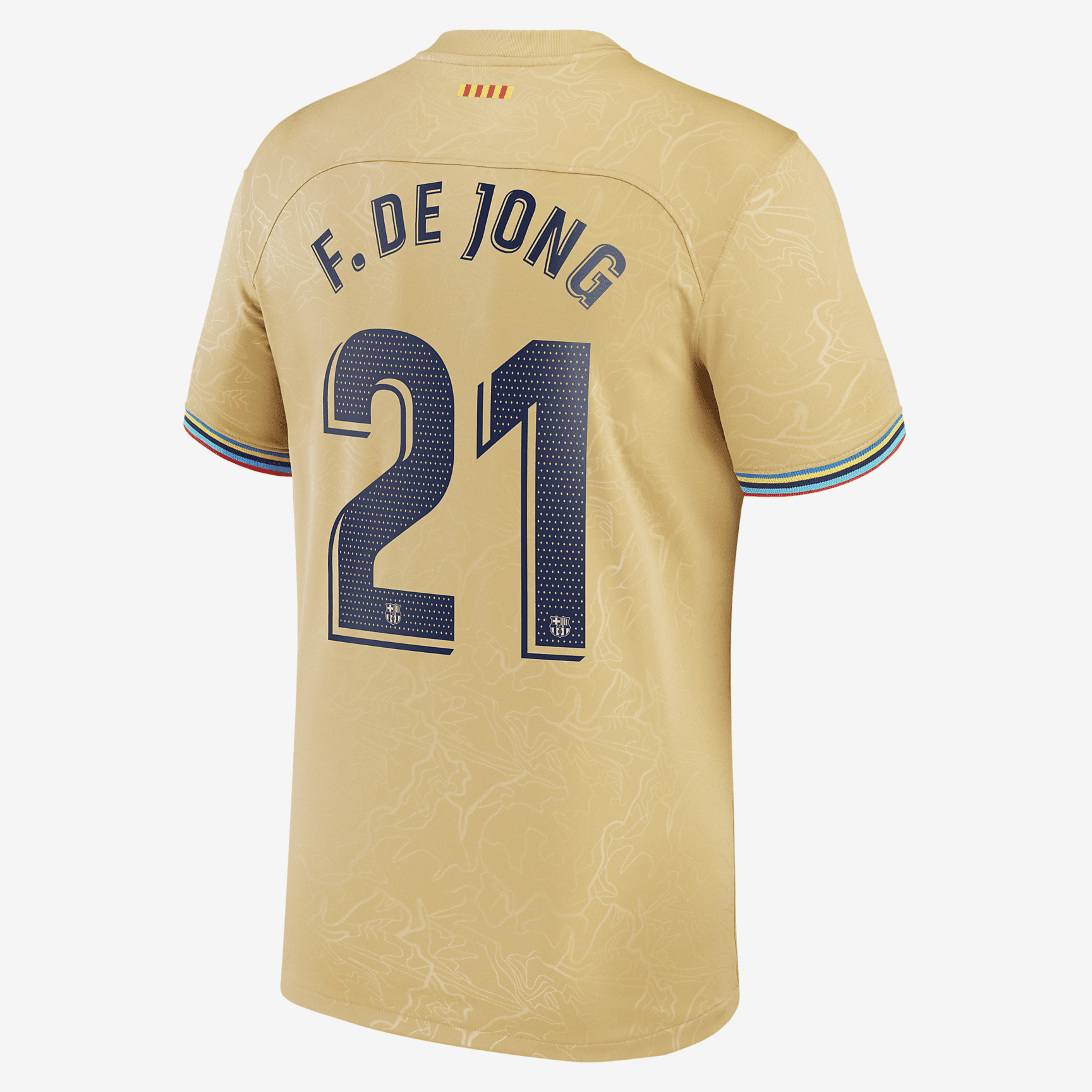 Barcelona 2022/23 Stadium Away (Frenkie de Jong) Men's Nike Dri-FIT Soccer Jersey - Varsity Maize