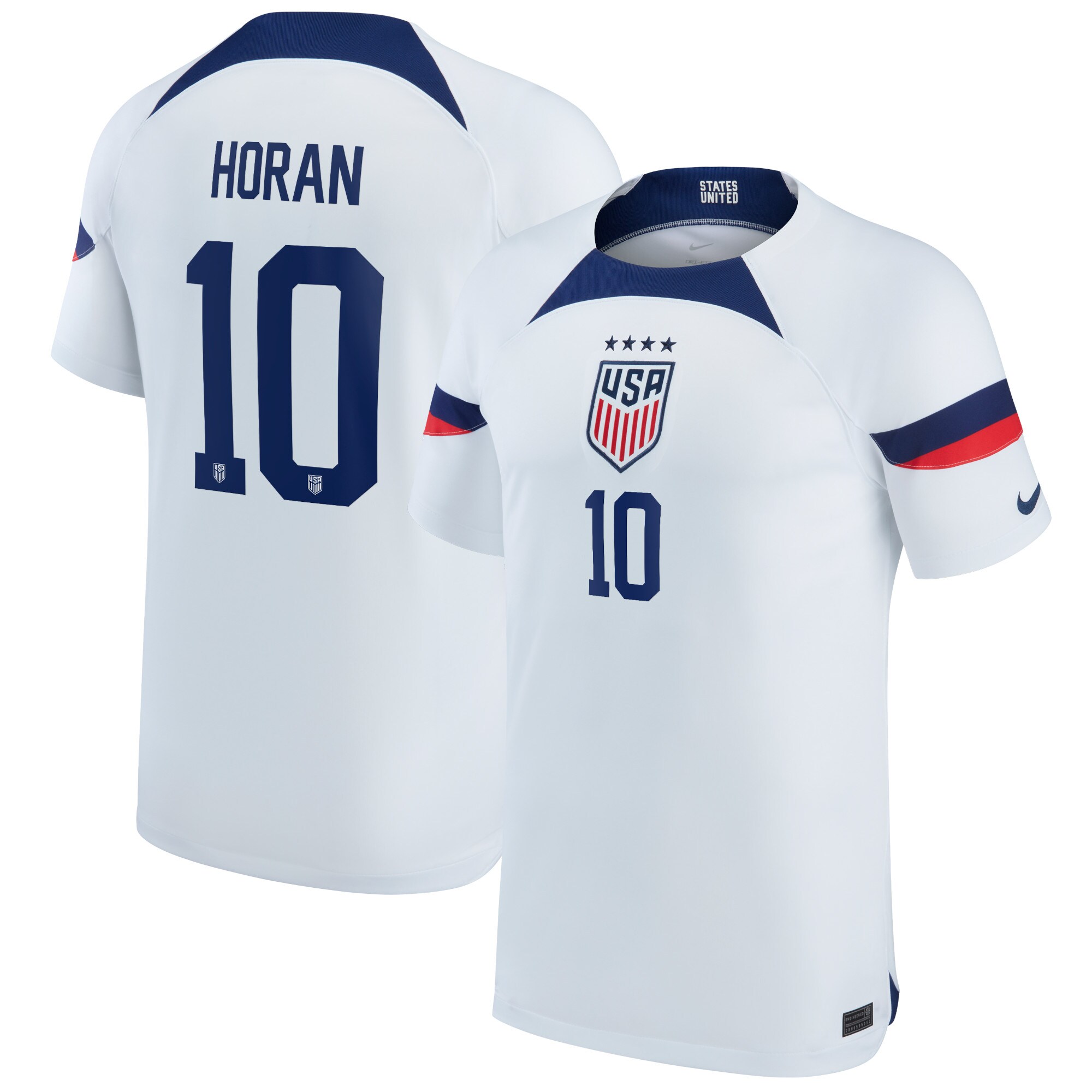 Lindsey Horan USWNT Nike Youth 2022/23 Home Breathe Stadium Replica Player Jersey - White