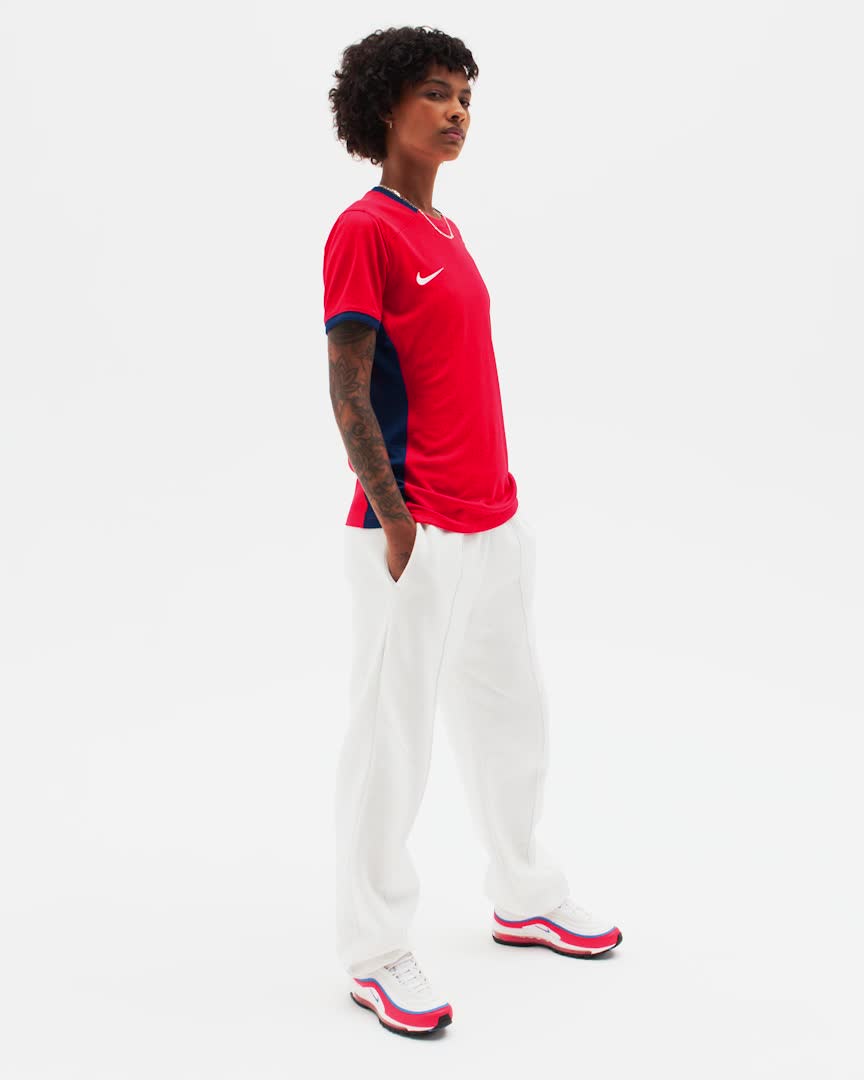 Norway 2023 Stadium Home Women's Nike Dri-FIT Soccer Jersey - Global Red/Global Blue/White